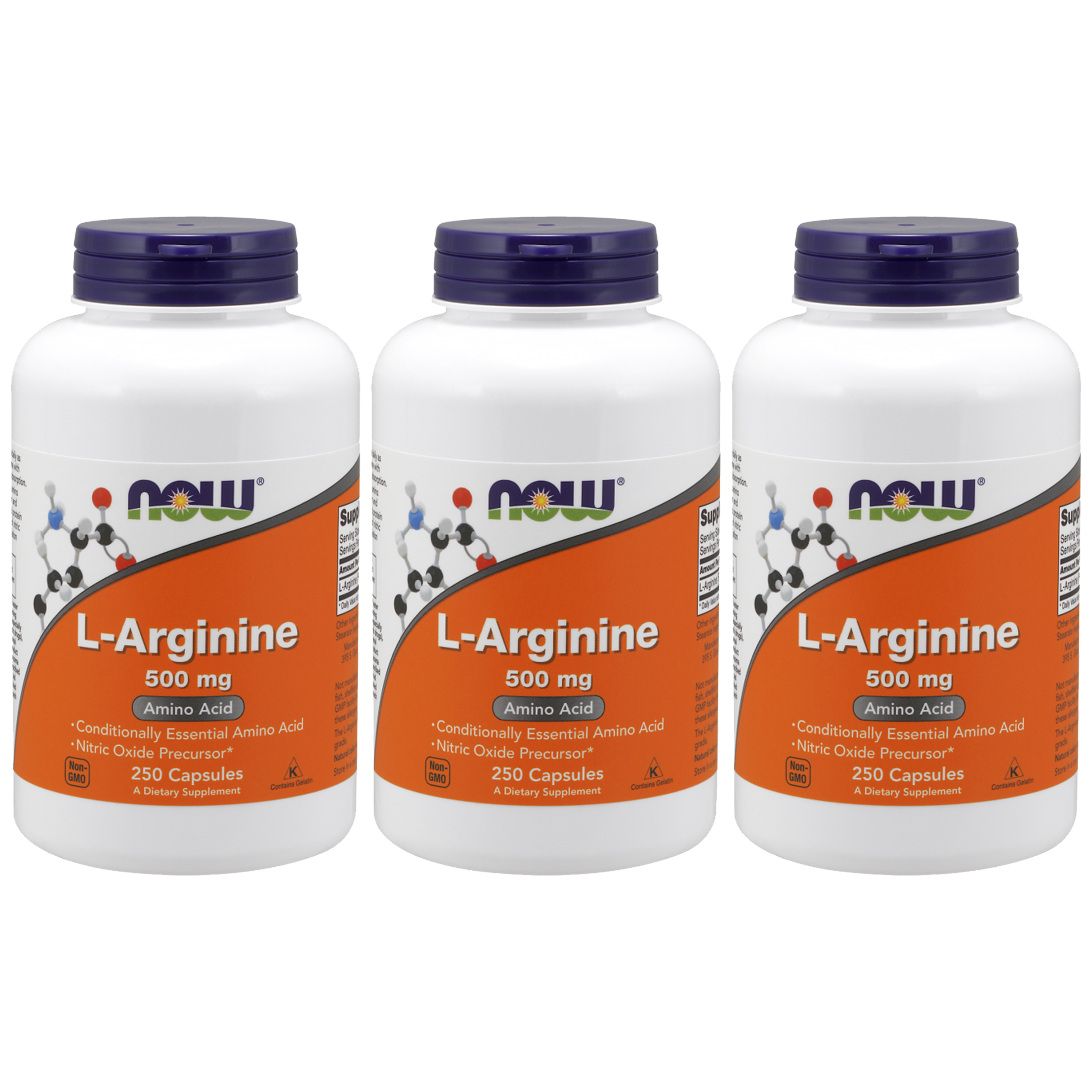 NOW L-Arginine 500mg - 3x 250vcaps