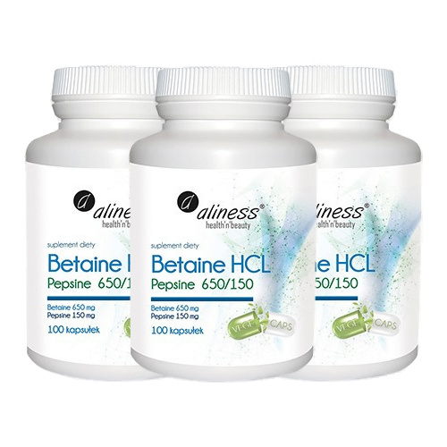 ALINESS - Betaine HCL Pepsine 650/150 - 3x 100caps.