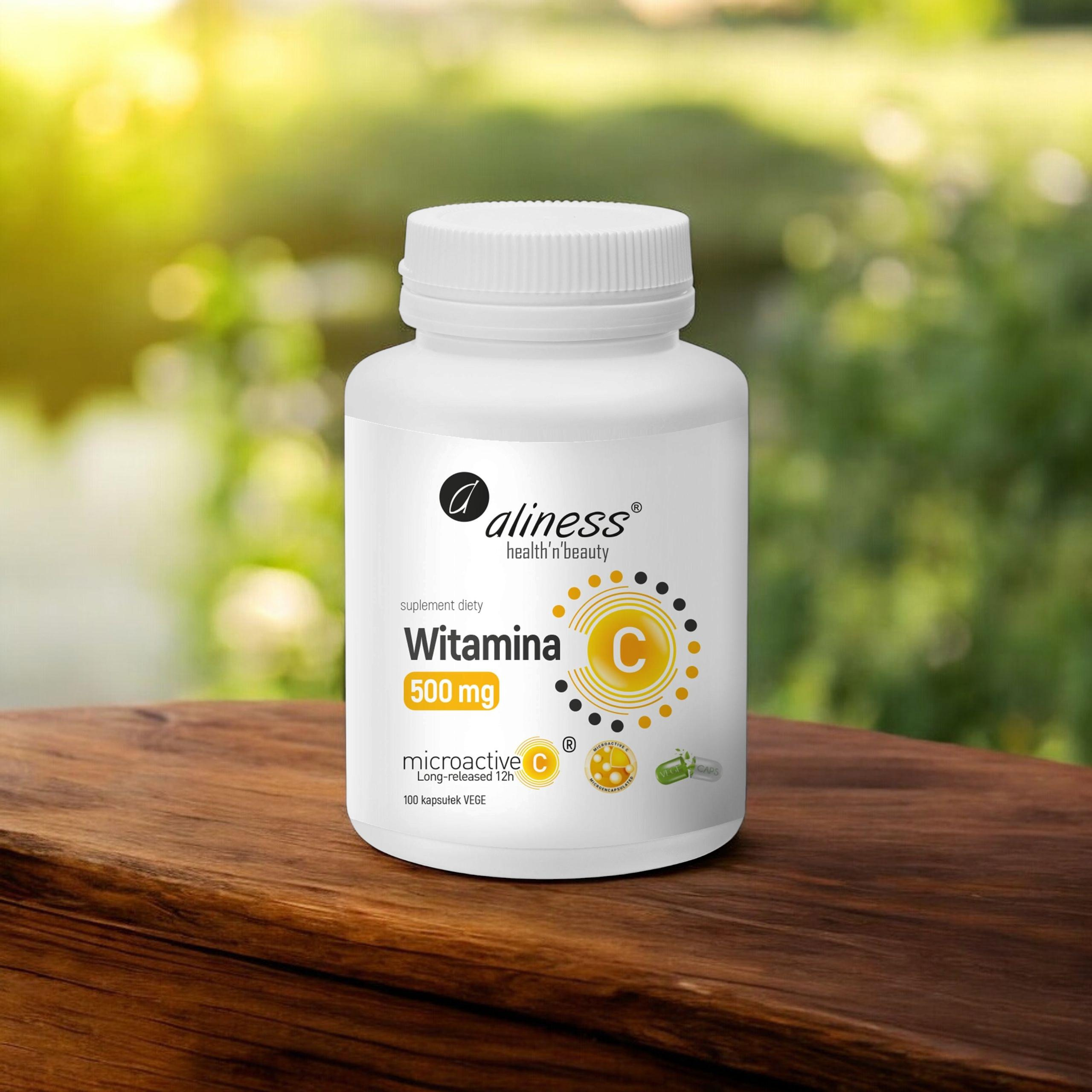 ALINESS - Witamina C 500mg Microactive 12h - 100vcaps. x2