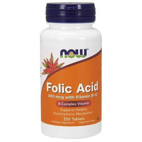 NOW Folic Acid 800mcg - 2x 250tabs.