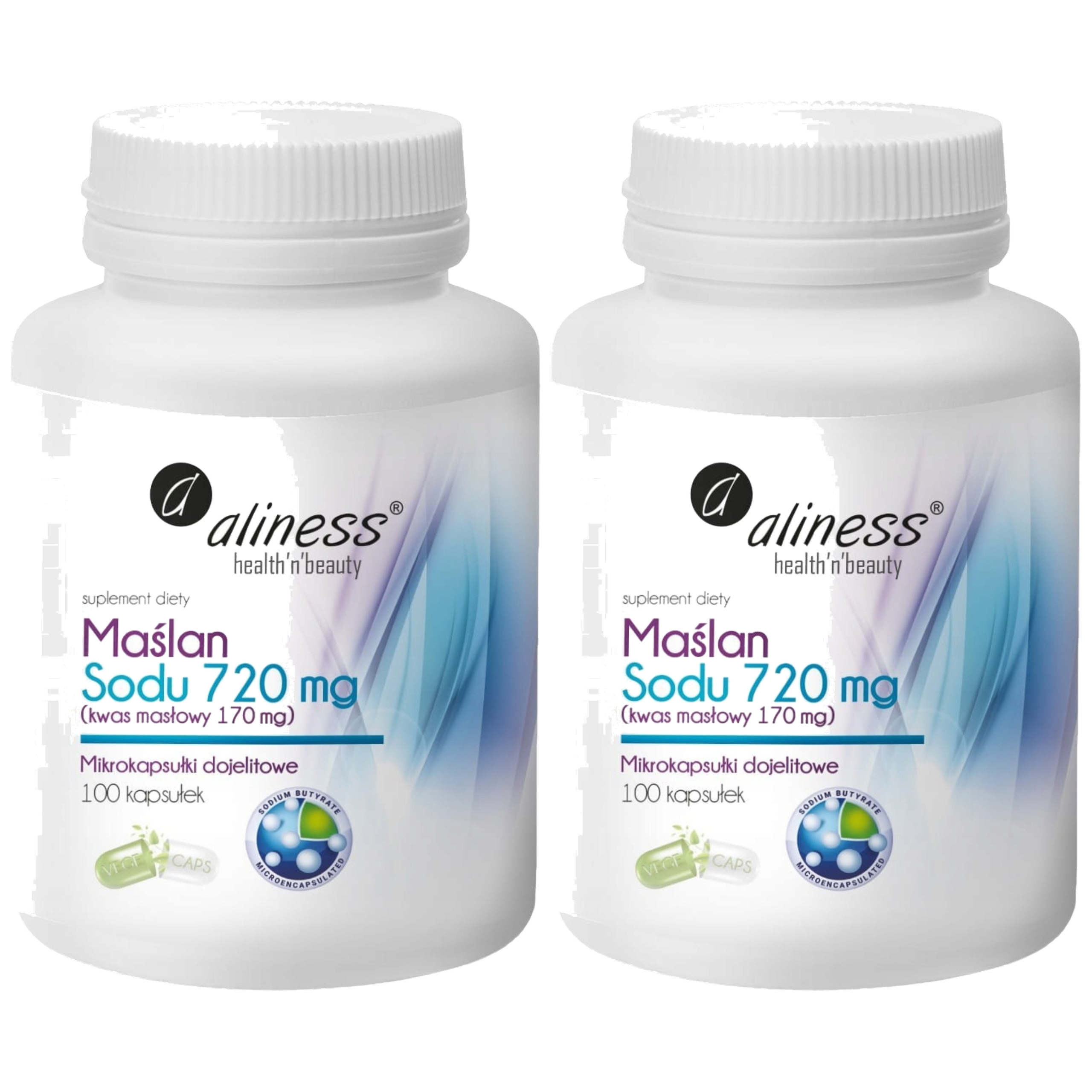 Maślan Sodu 720mg Kwas Masłowy 170mg. - 2x 100caps.