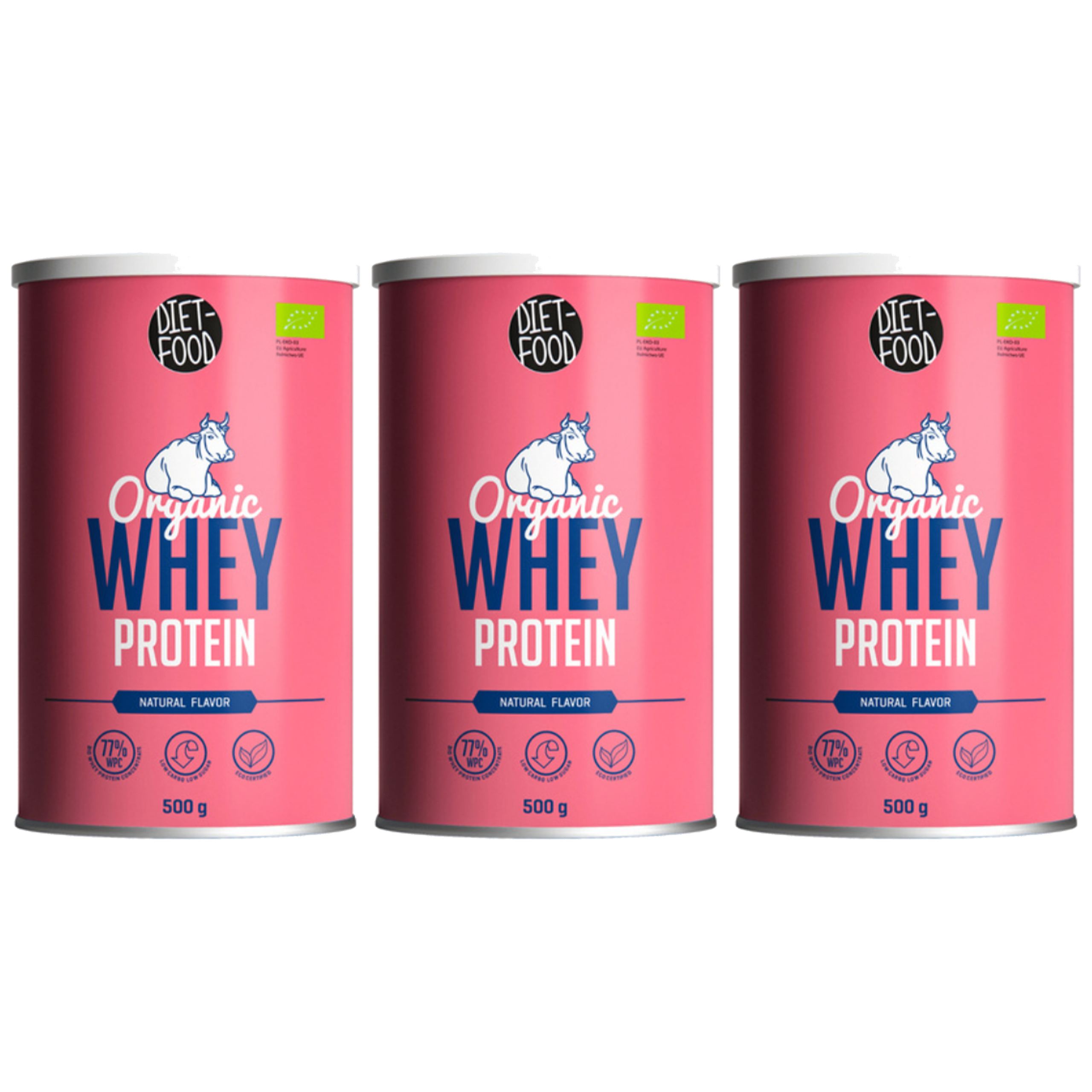 DIET FOOD Organic Whey Protein - 3x 500g