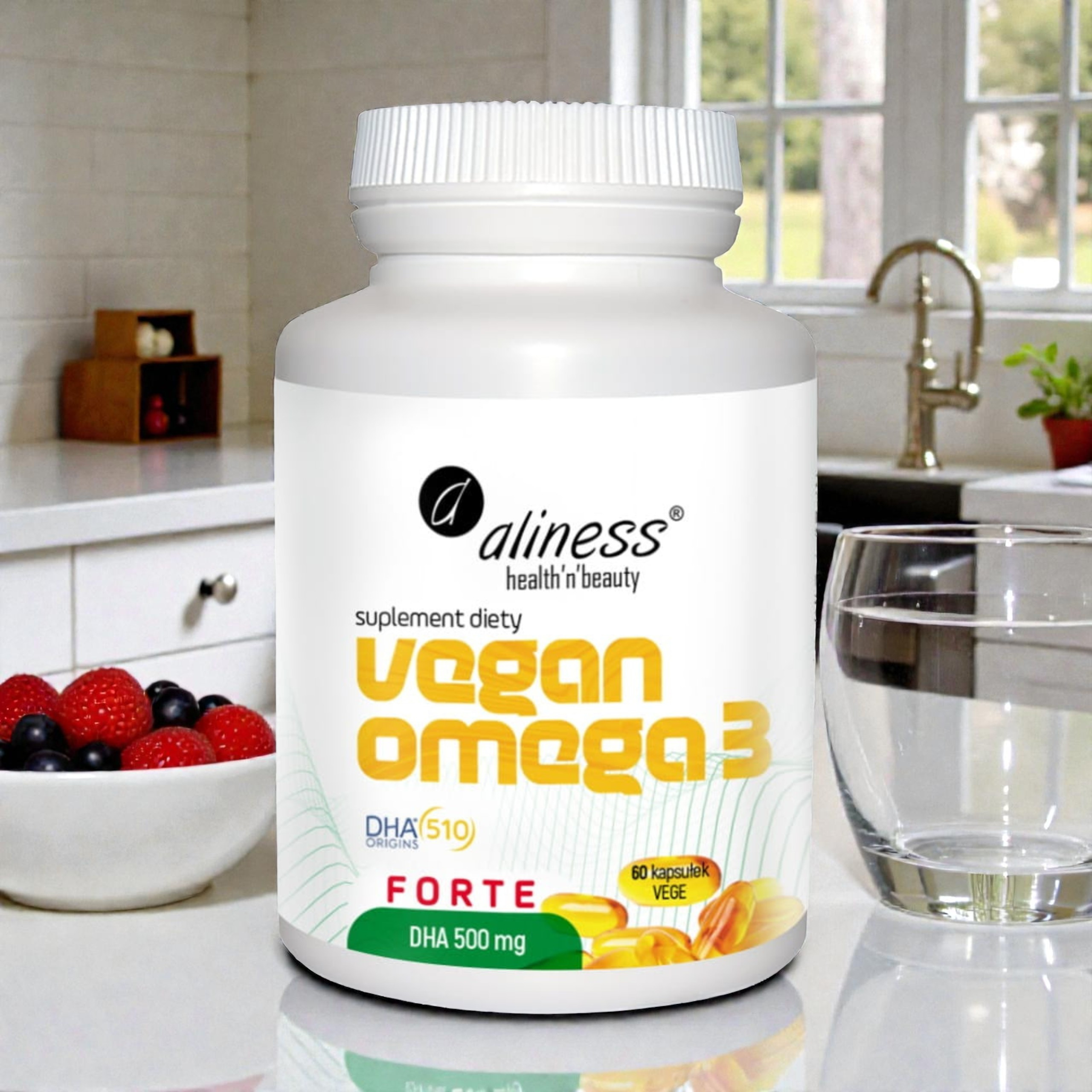 ALINESS - Vegan Omega 3 Forte - DHA 250 500mg - 3x 60caps.