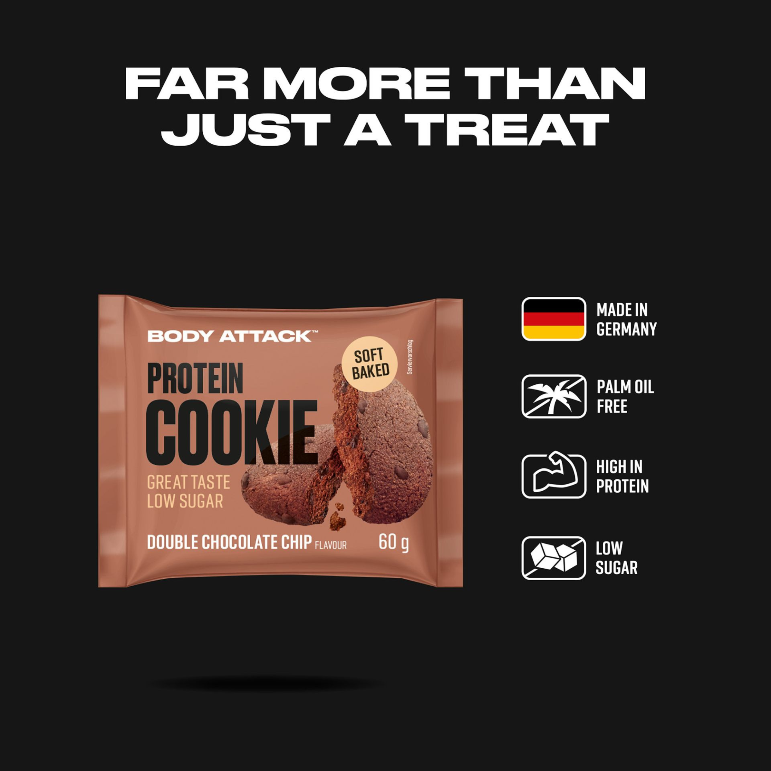 BODY ATTACK - Protein Cookie - 12x 2x 60g