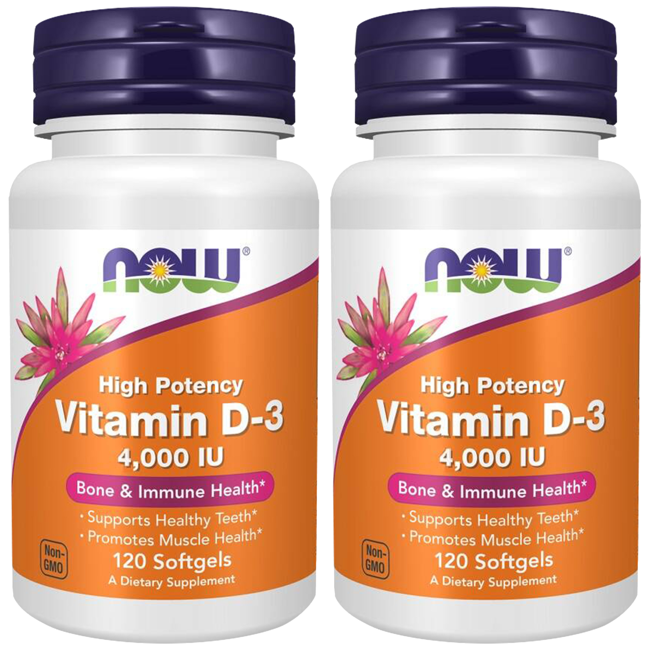 NOW Vitamin D3 4000IU - 2x 120softgels