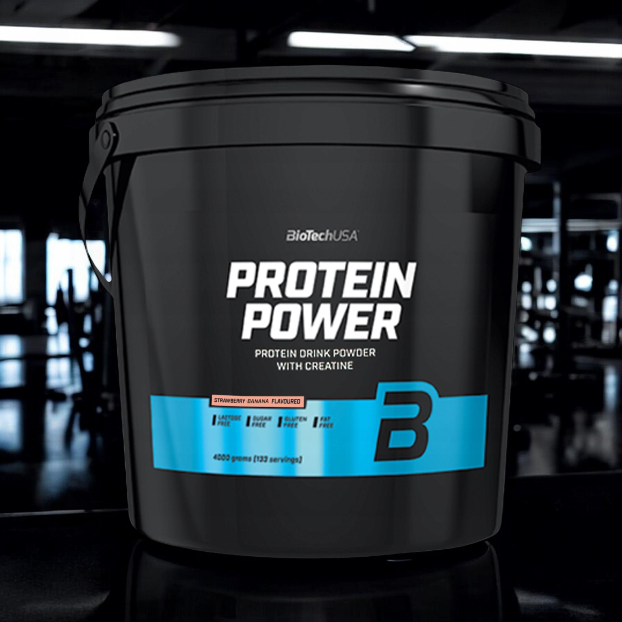 BioTech USA Protein Power - 4000g - Strawberry Banana - WYPRZEDAŻ - 18-03