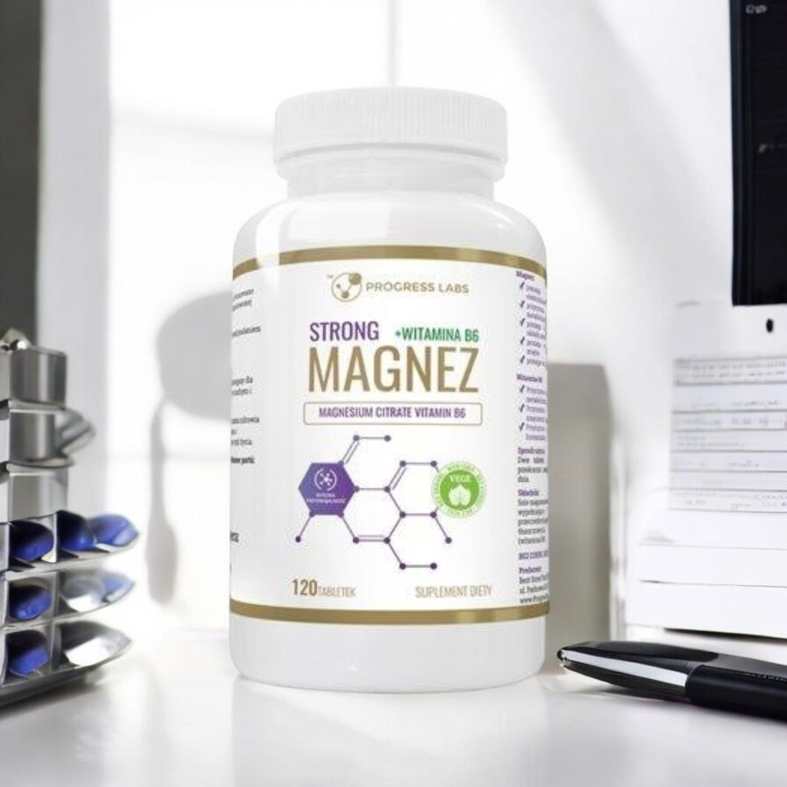 PROGRESS LABS - Magnez Strong + Witamina B6 350mg - 3x 120tabs.