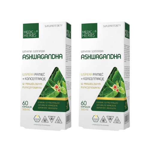 MEDICA HERBS - Ashwagandha 500mg - 2x 60caps.