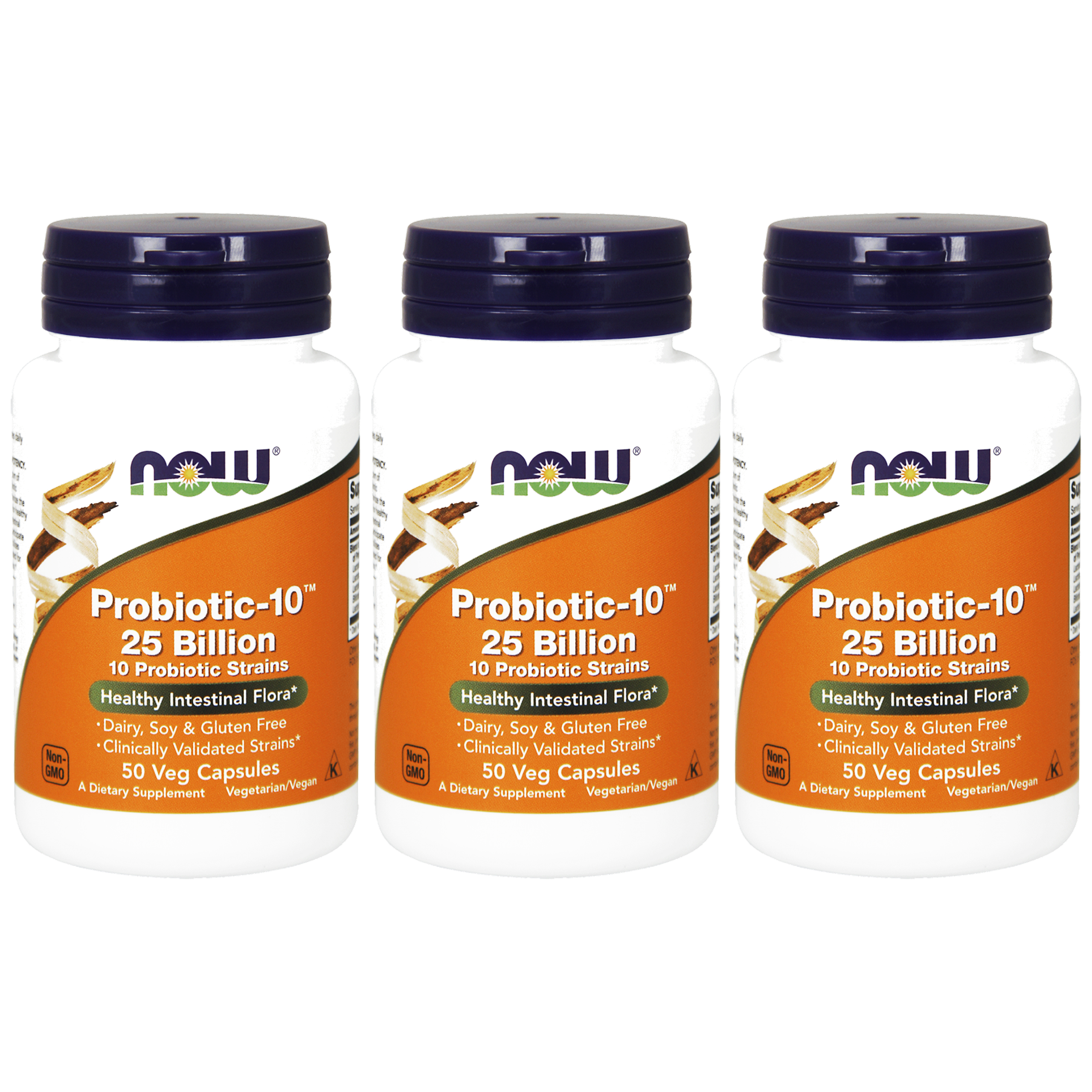 NOW Probiotic-10 25 Billion - 3x 50vegcaps