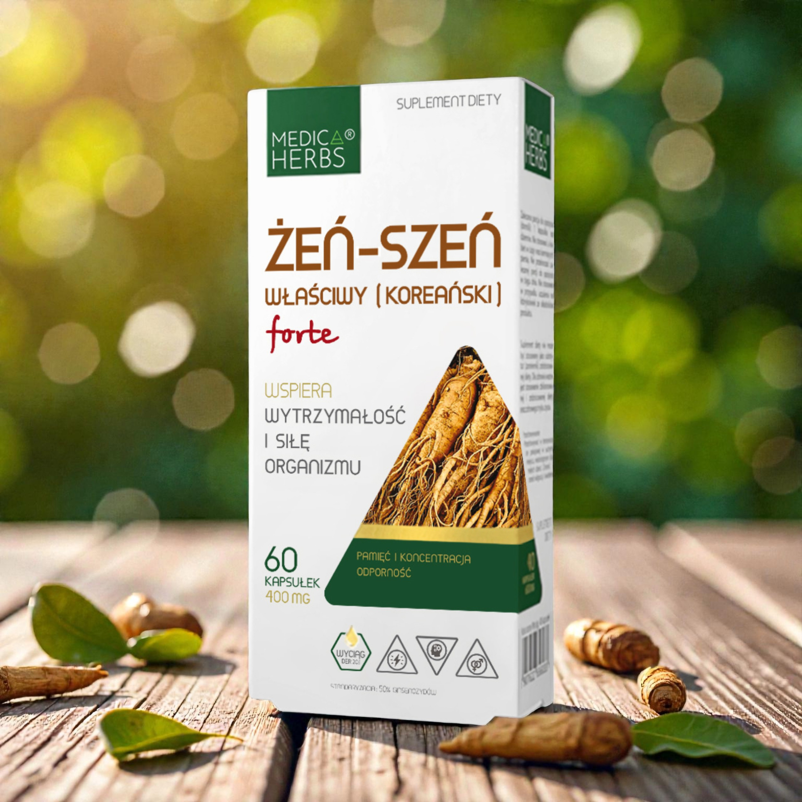 MEDICA HERBS - Żeń-Szeń Właściwy Koreański Forte 400mg - 3x 60caps.