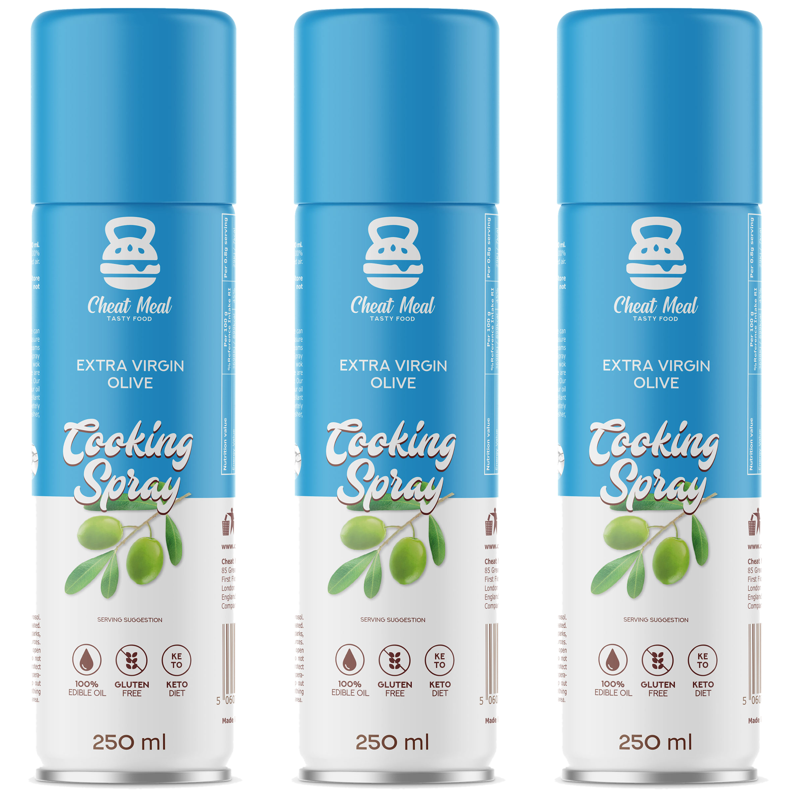 Cheat Meal Nutrition Cooking Spray Extra Virgin Olive - Oliwa z oliwek extra virgin w sprayu - 3x 250ml