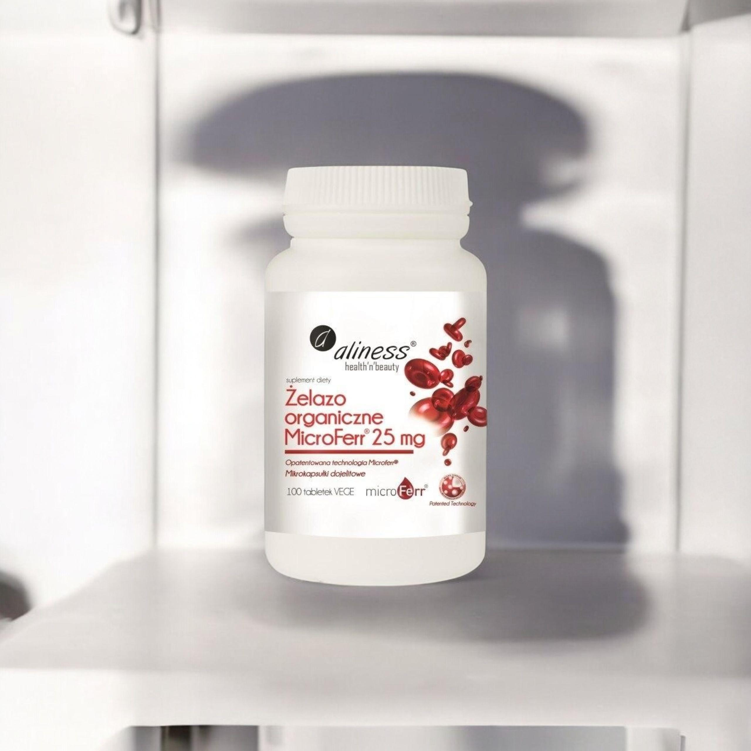 ALINESS - Żelazo Organiczne Microferr 25mg - 3x 100tabs.