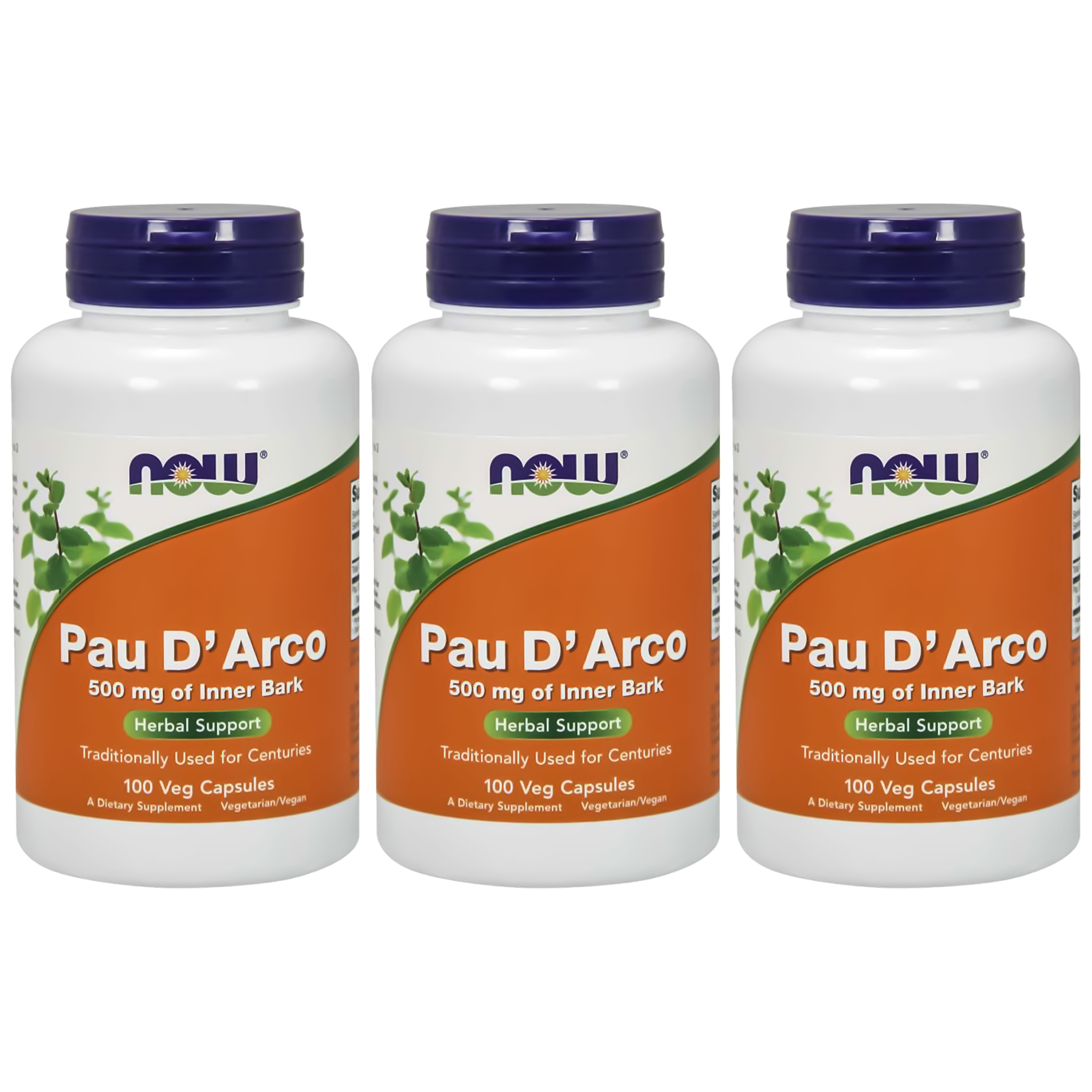 NOW Pau D'Arco 500mg - 3x 100vcaps