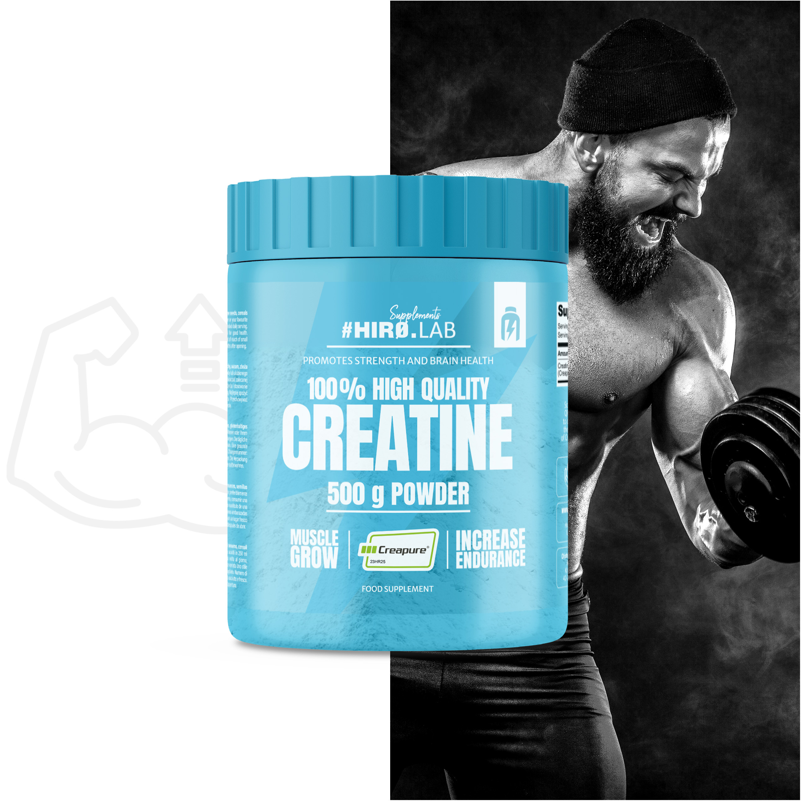 HIRO.LAB - 100% Creatine Creapure® – 500g - WYPRZEDAŻ - 31-07