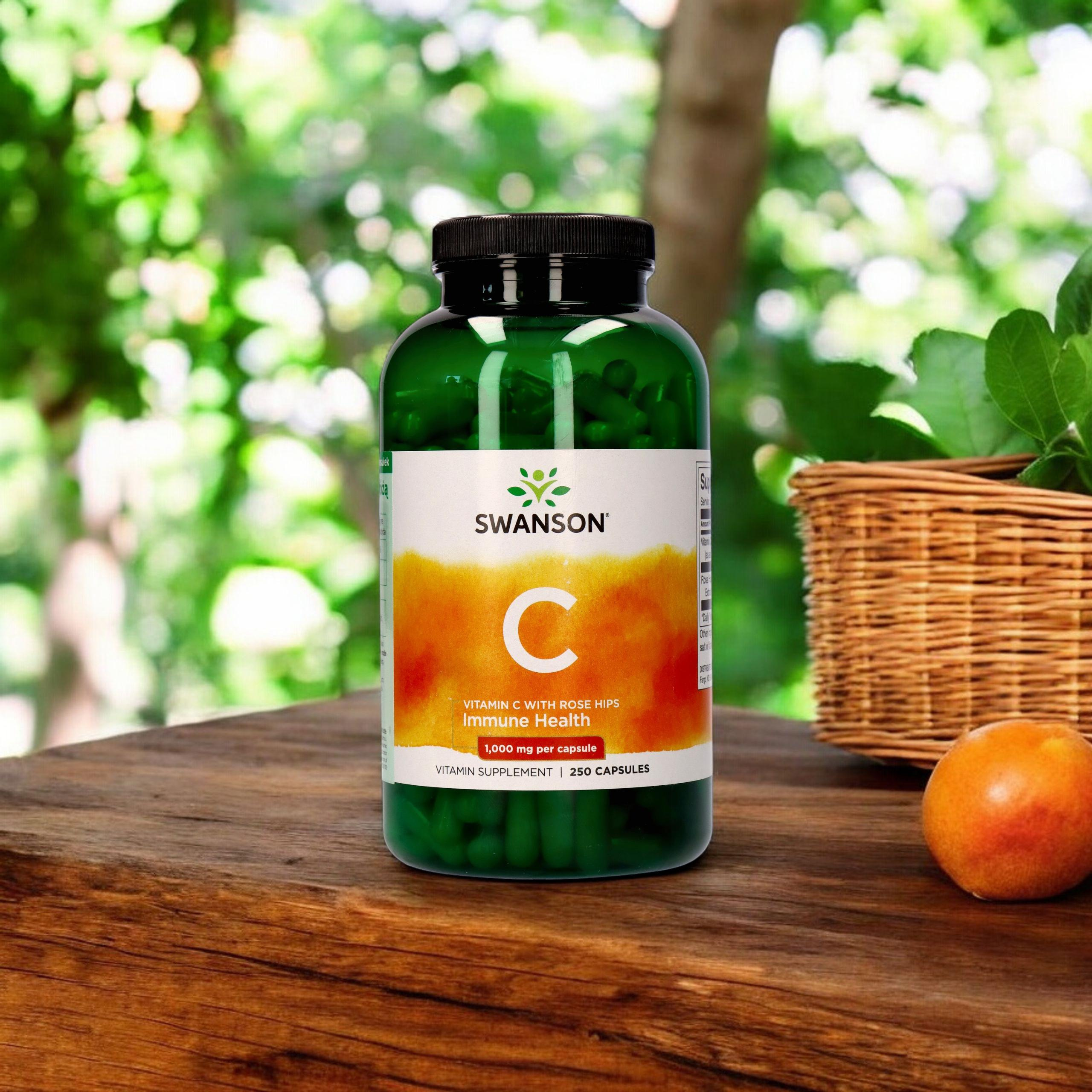 SWANSON Vitamin C 1000mg with Rose Hips - 3x 250caps.