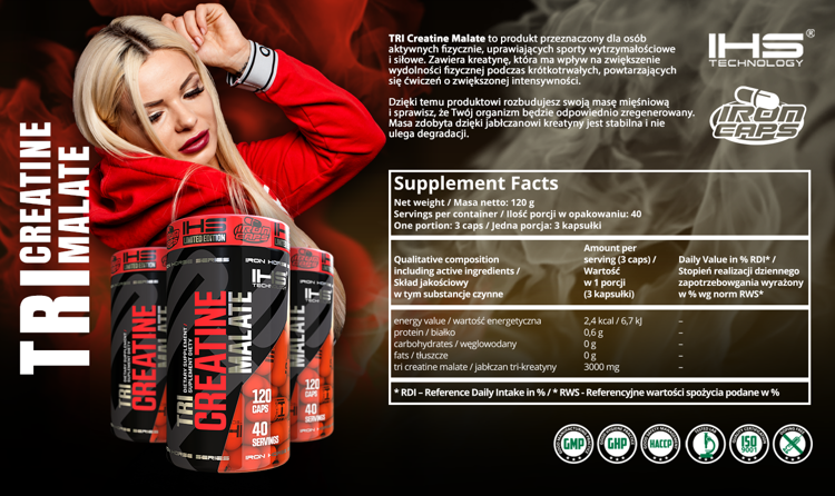 IRON HORSE Tri Creatine Malate - 3x 120caps