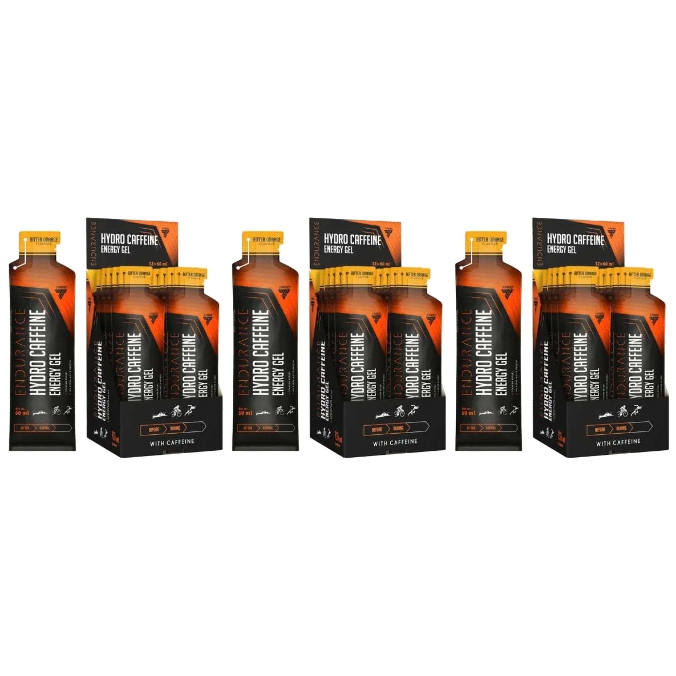 TREC - Endurence Hydro Caffeine Energy Gel - 12x 3x 60ml - Orange