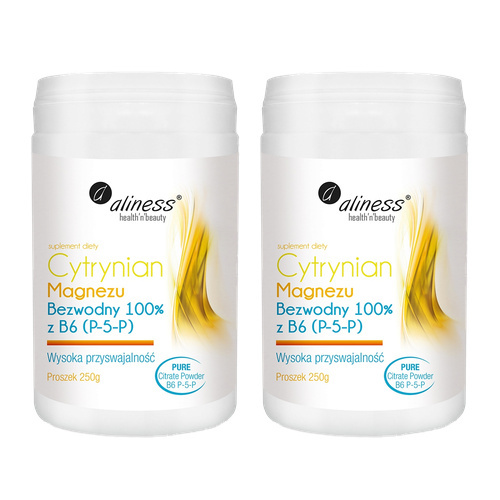 ALINESS - Cytrynian Magnezu Bezwodny 100% z B6 - 2x 250g