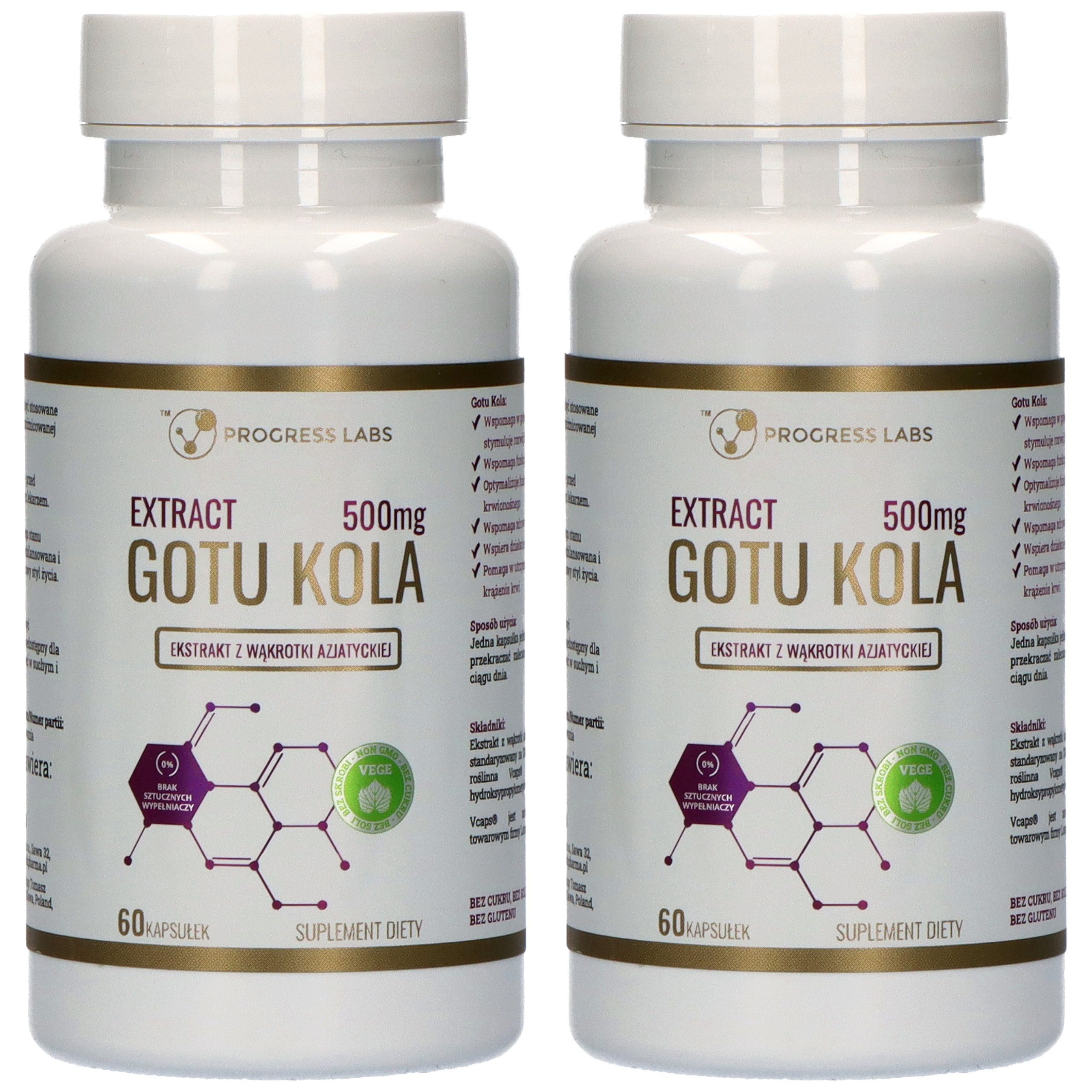 PROGRESS LABS Extract Gotu Kola 500mg - 2x 60caps