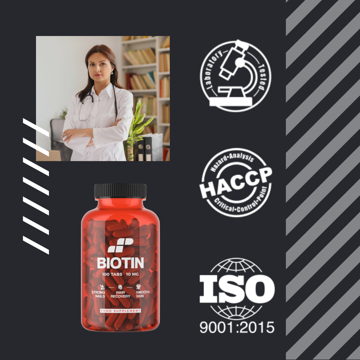 MP NUTRITION Biotin 10mg - 100tabs - 2x Biotyna