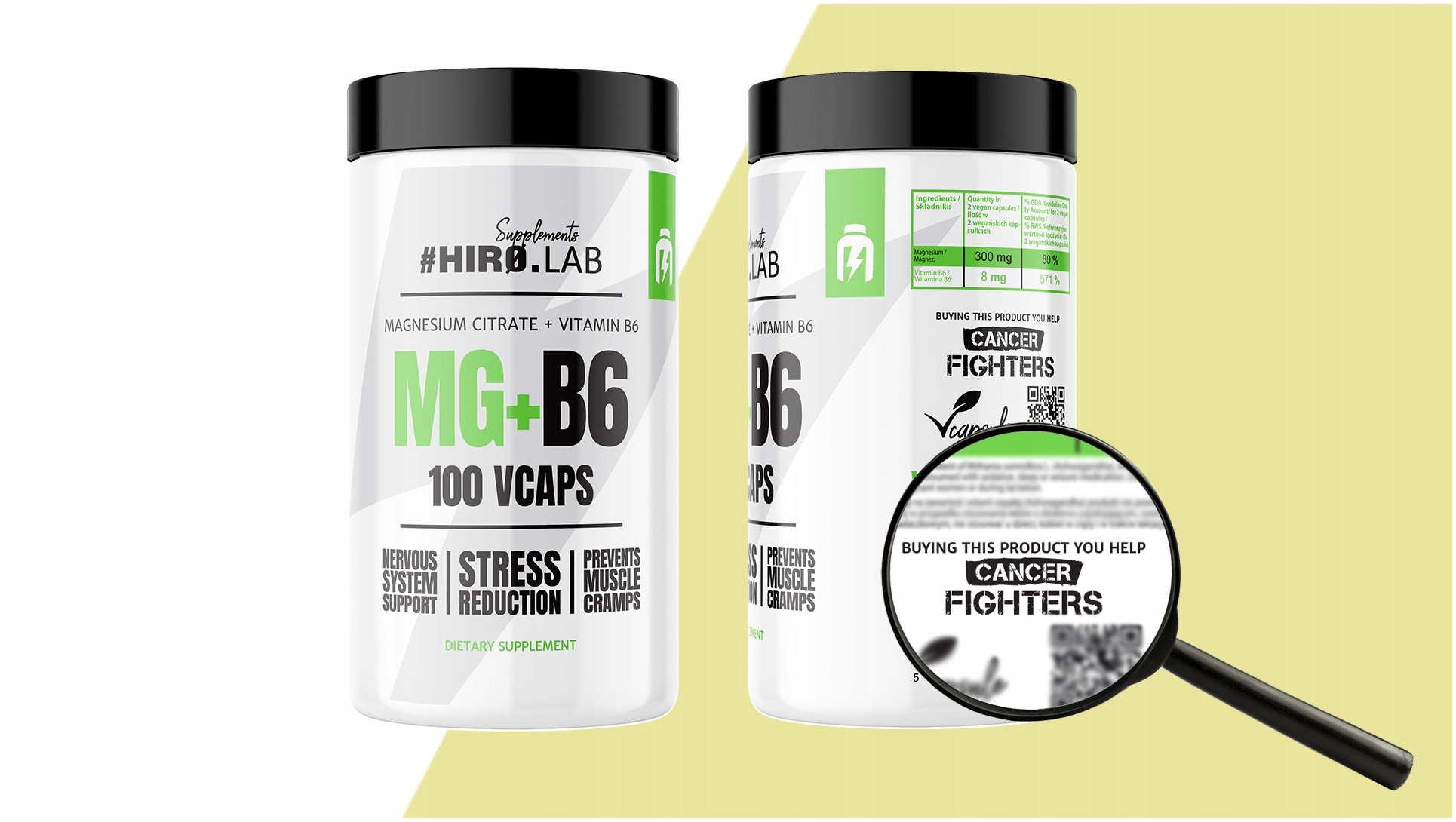 HIRO.LAB Cytrynian Magnezu + Witamina B6 2x 100 vcaps