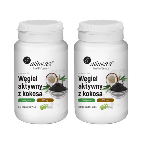 ALINESS Węgiel aktywny z kokosa 300mg - 2x 100vcaps