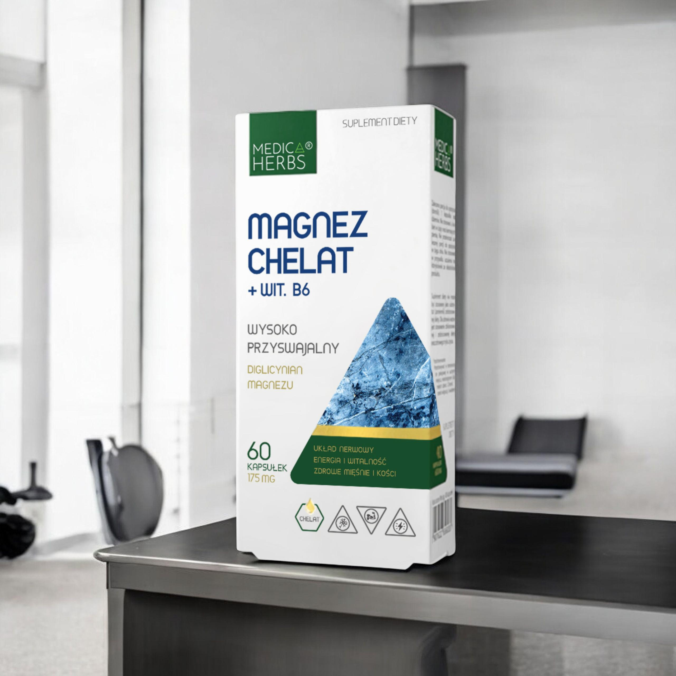 MEDICA HERBS - Magnez Chelat + Wit. B6 - 3x 60caps.
