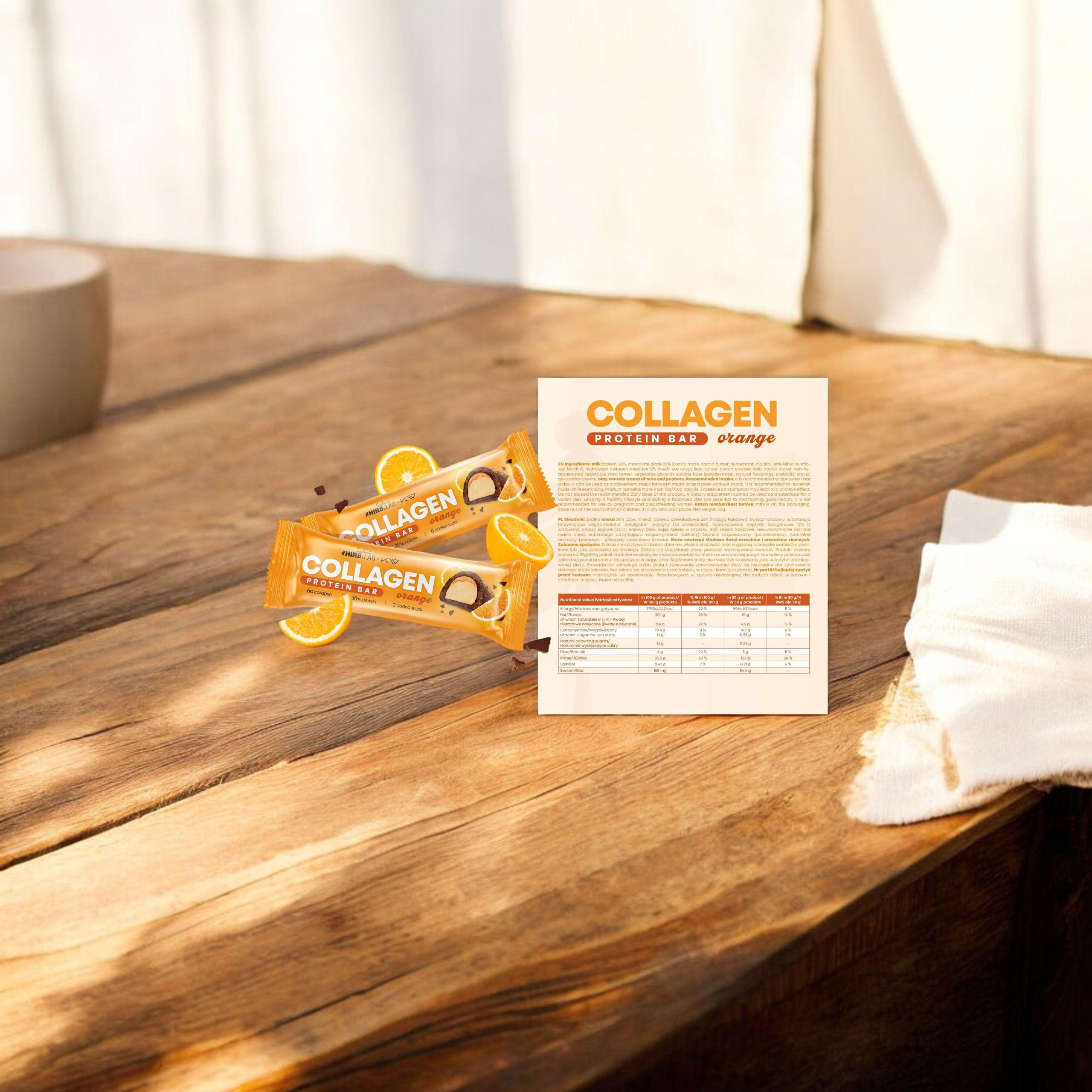 HIRO.LAB - Collagen Protein Bar - 50gx12 - Orange - WYPRZEDAŻ - 25-07