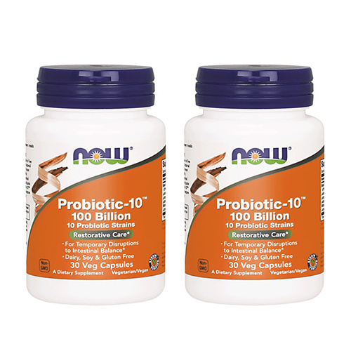 NOW Probiotic-10 100 Billion - 2x 30 Veg Caps