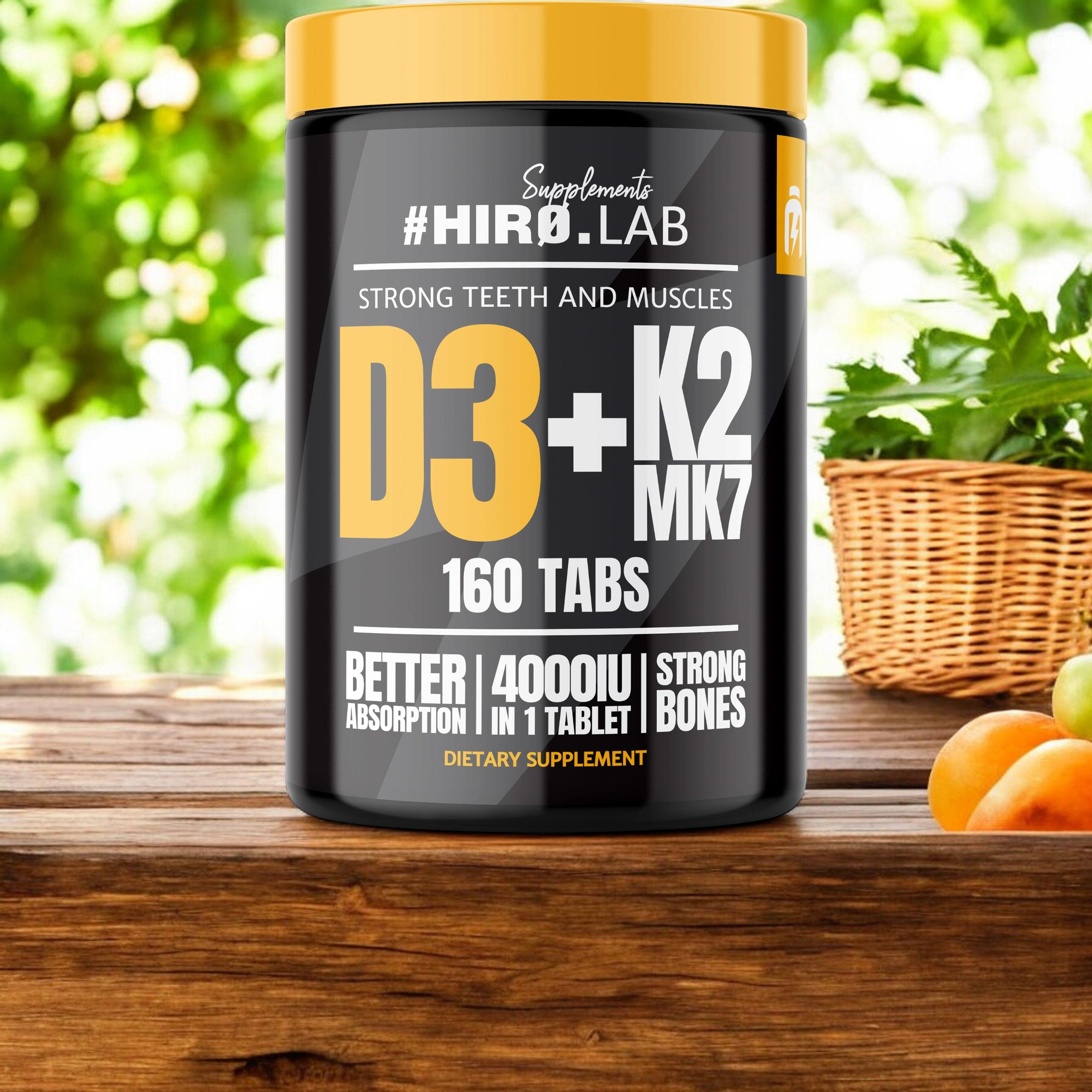 HIRO.LAB Vitamin D3 4000IU + K2 MK7 - 160tabs.