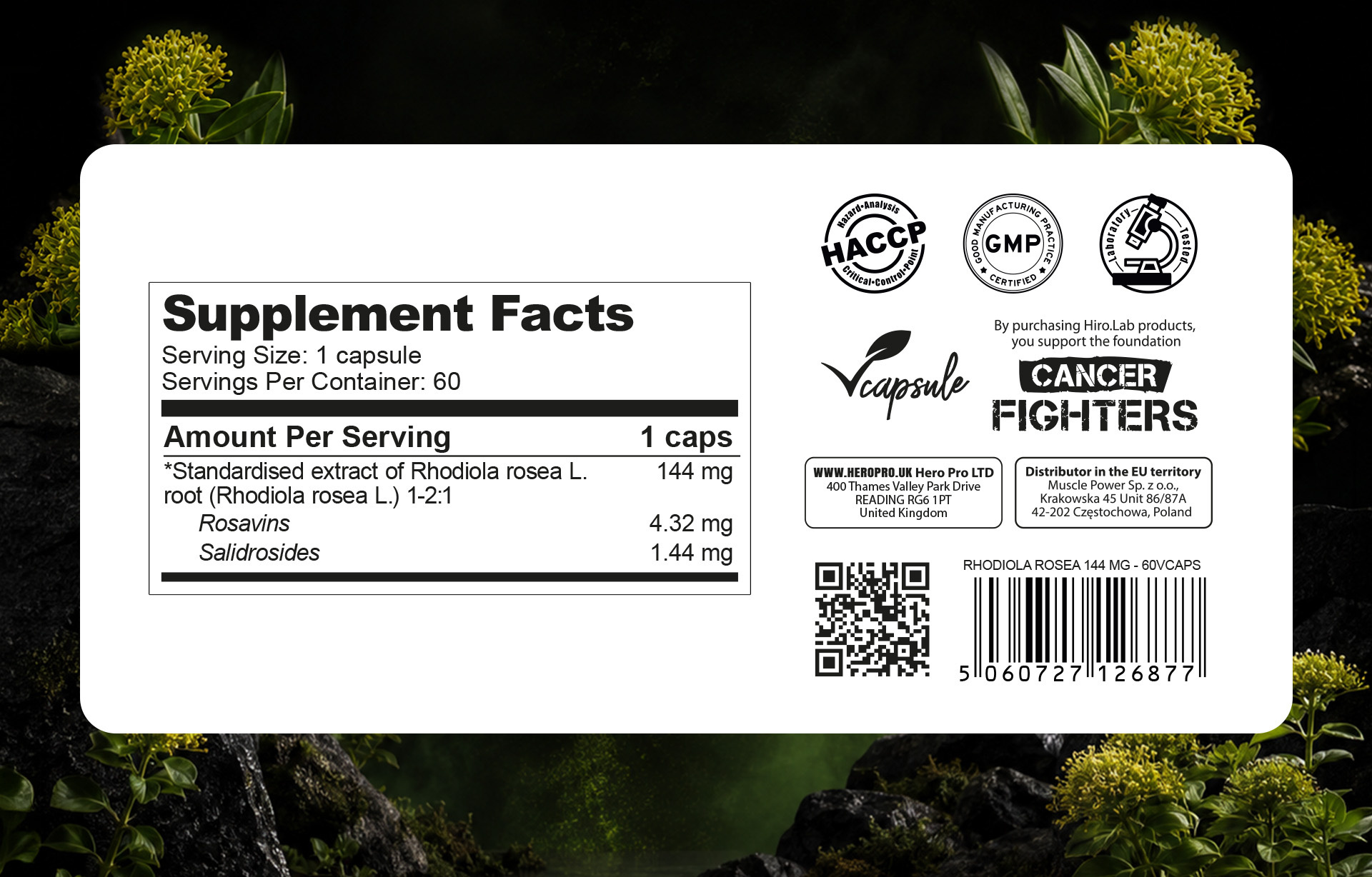 HIRO.LAB Rhodiola Rosea (Różeniec Górski) 144mg - 2x 60vcaps