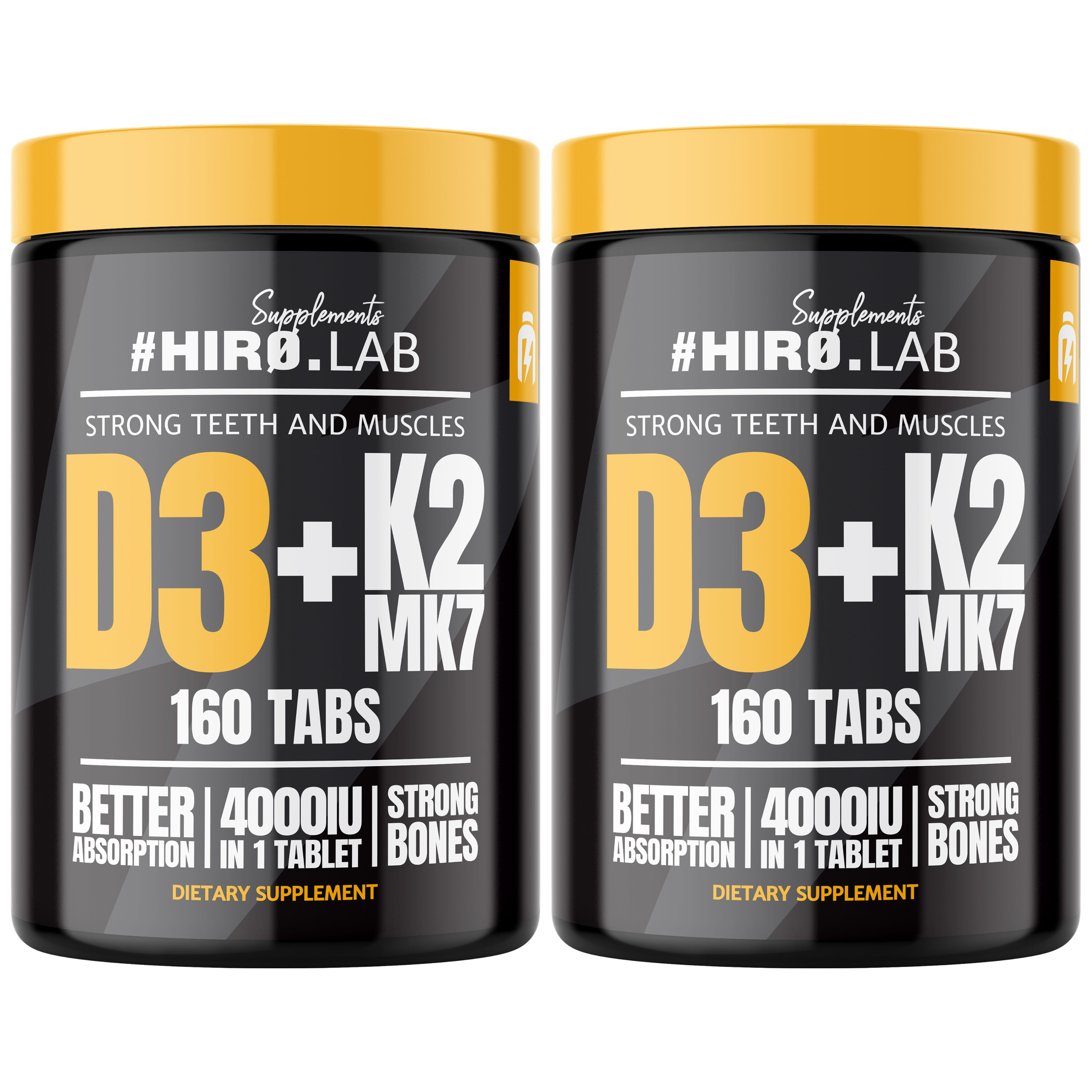 HIRO.LAB Vitamin D3 4000IU + K2 MK7 - 2x 160tabs.