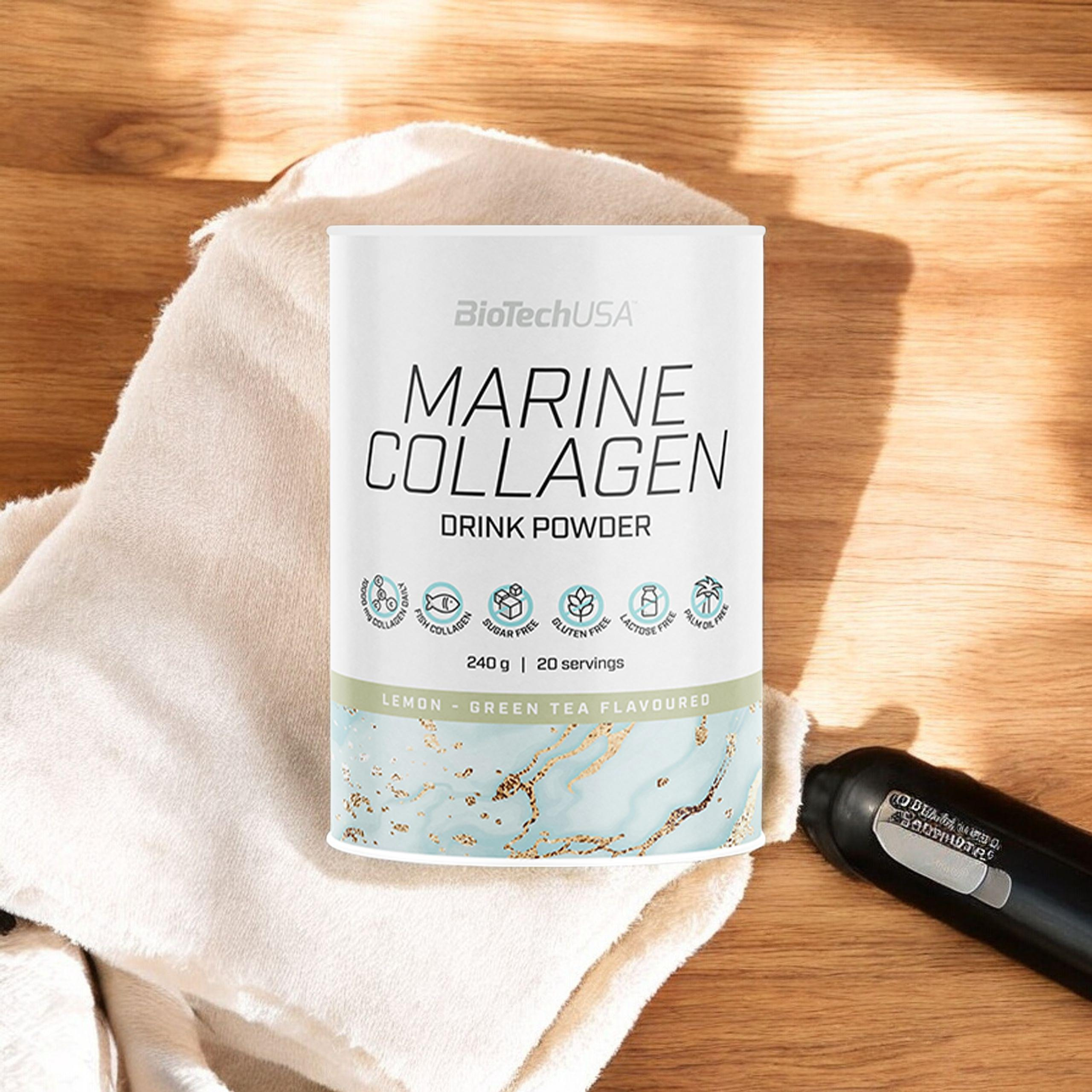 BioTech USA Marine Collagen Drink Powder - 2x 240g - Lemon Green Tea