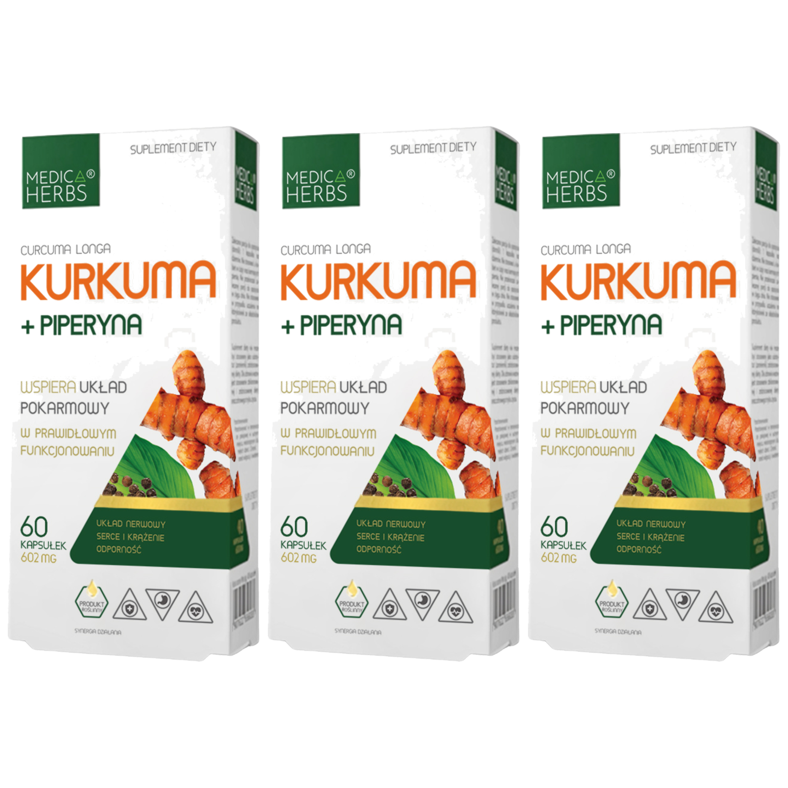 MEDICA HERBS - Kurkuma + Piperyna 602mg - 3x 60caps.