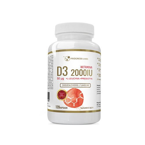 PROGRESS LABS Vitamin D3 2000IU + Prebiotic - 120caps. WYPRZEDAŻ