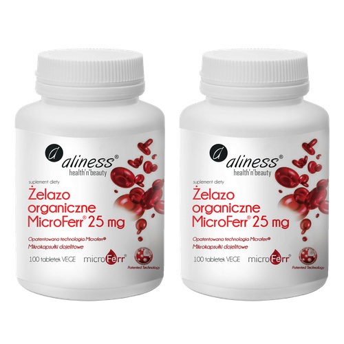 ALINESS - Żelazo Organiczne Microferr 25mg - 2x 100tabs.
