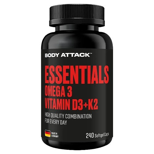 BODY ATTACK - Omega 3 Vitamin D3+K2 - 3x 240softgels