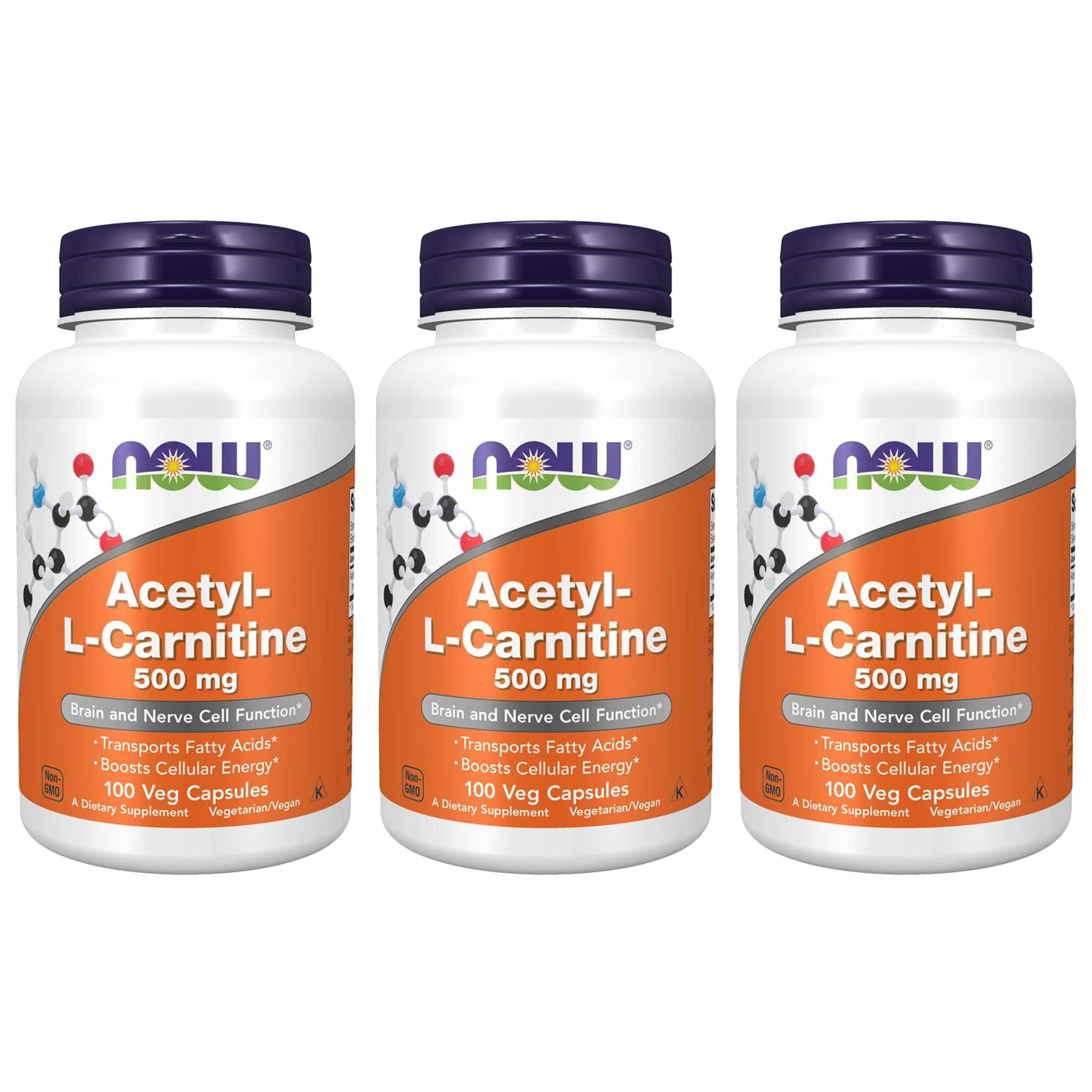 NOW Acetyl L-Carnitine 500mg - 3x 100vcaps.