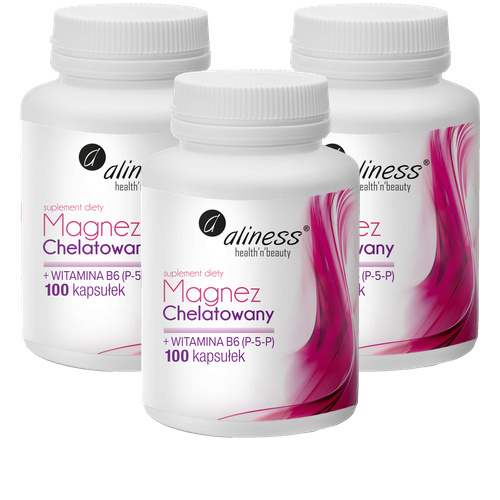 ALINESS - Magnez Chelatowany 650mg + B6 (P-5-P) - 3x 100caps.