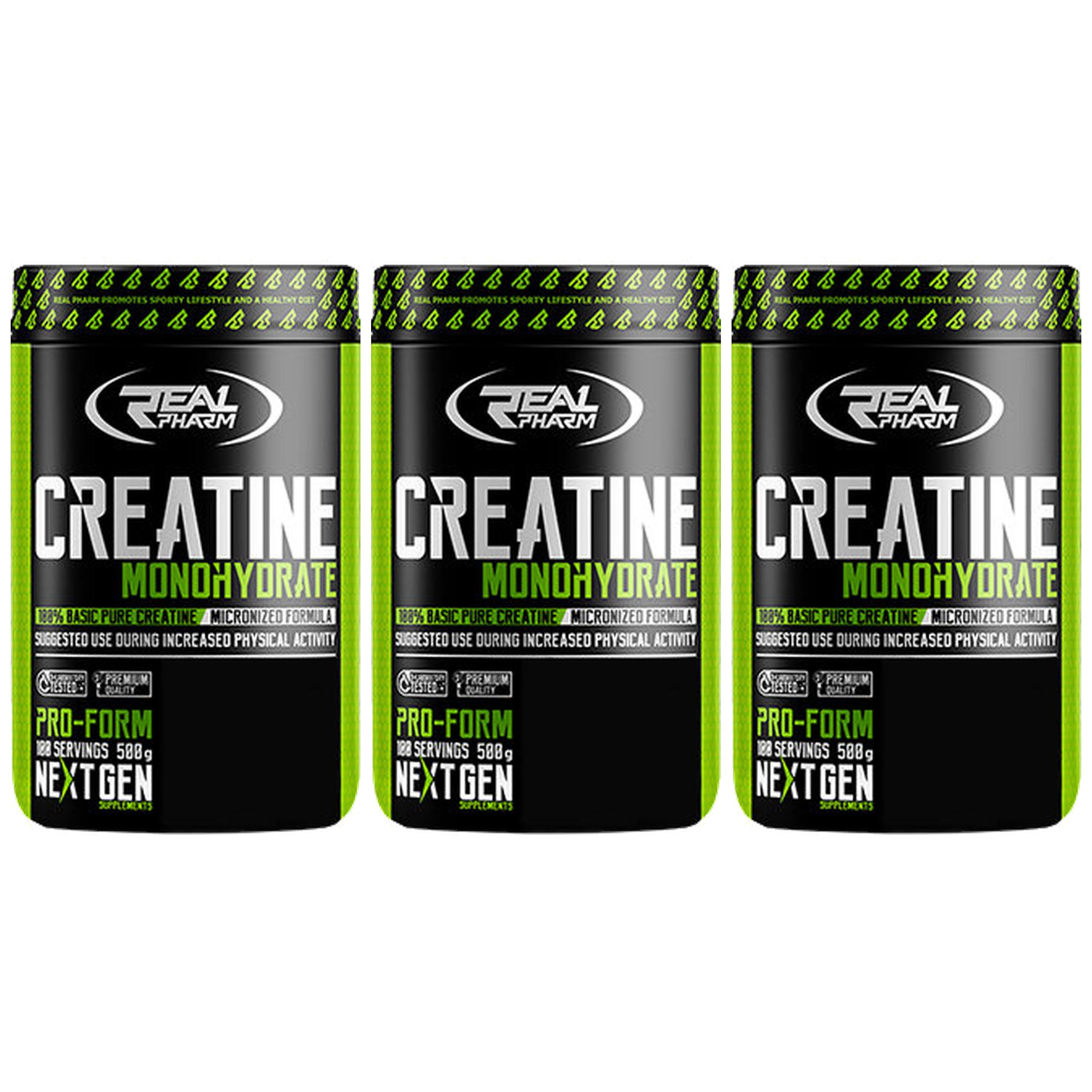 REAL PHARM Creatine Monohydrate - 3x 500g