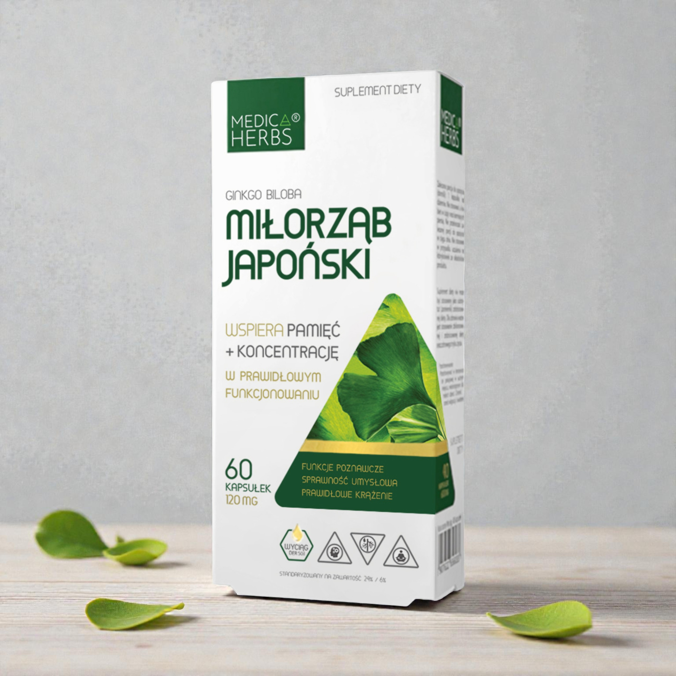 MEDICA HERBS - Miłorząb Japoński 120mg (Ginkgo Biloba) - 60caps.