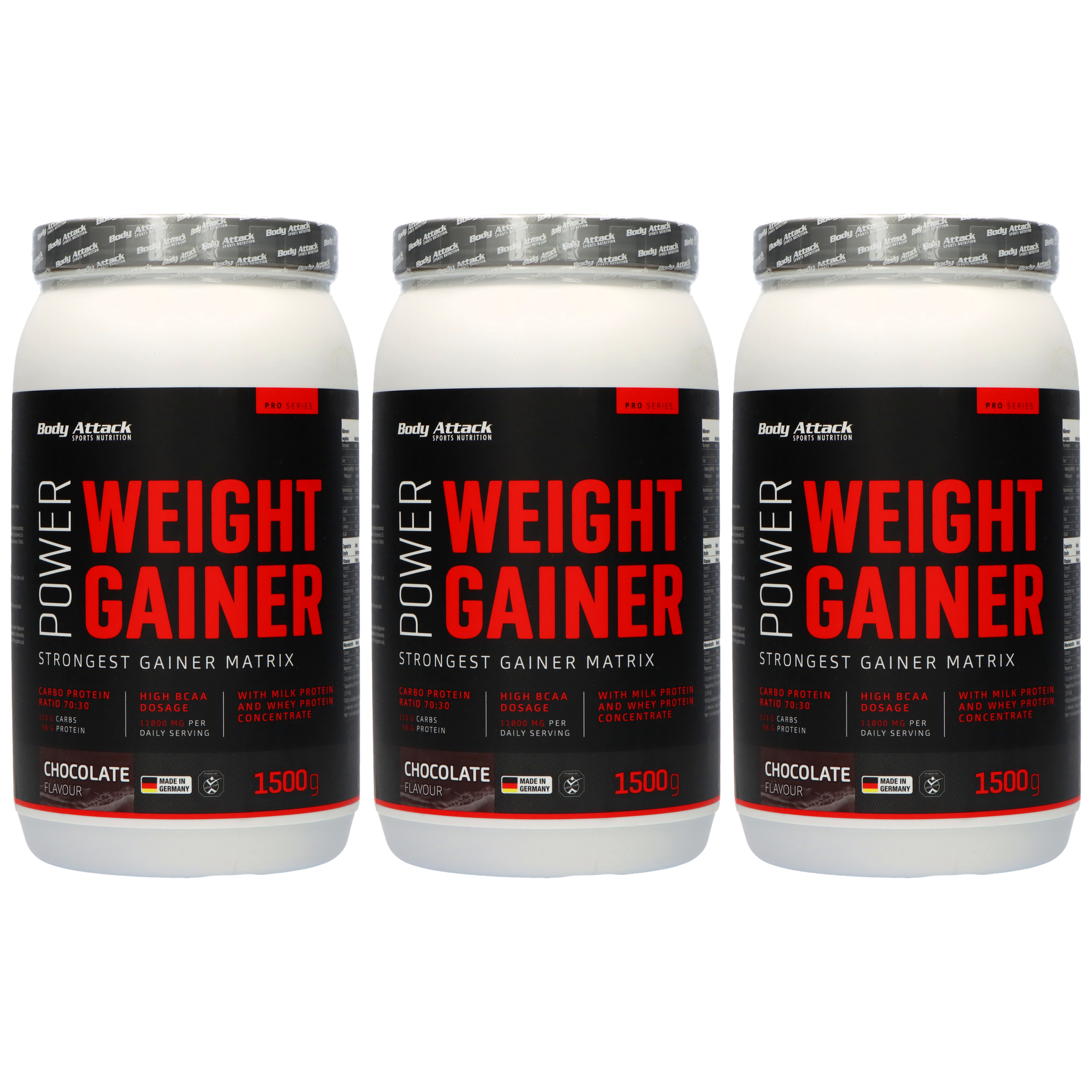 BODY ATTACK Power Weight Gainer - 3x 1500g