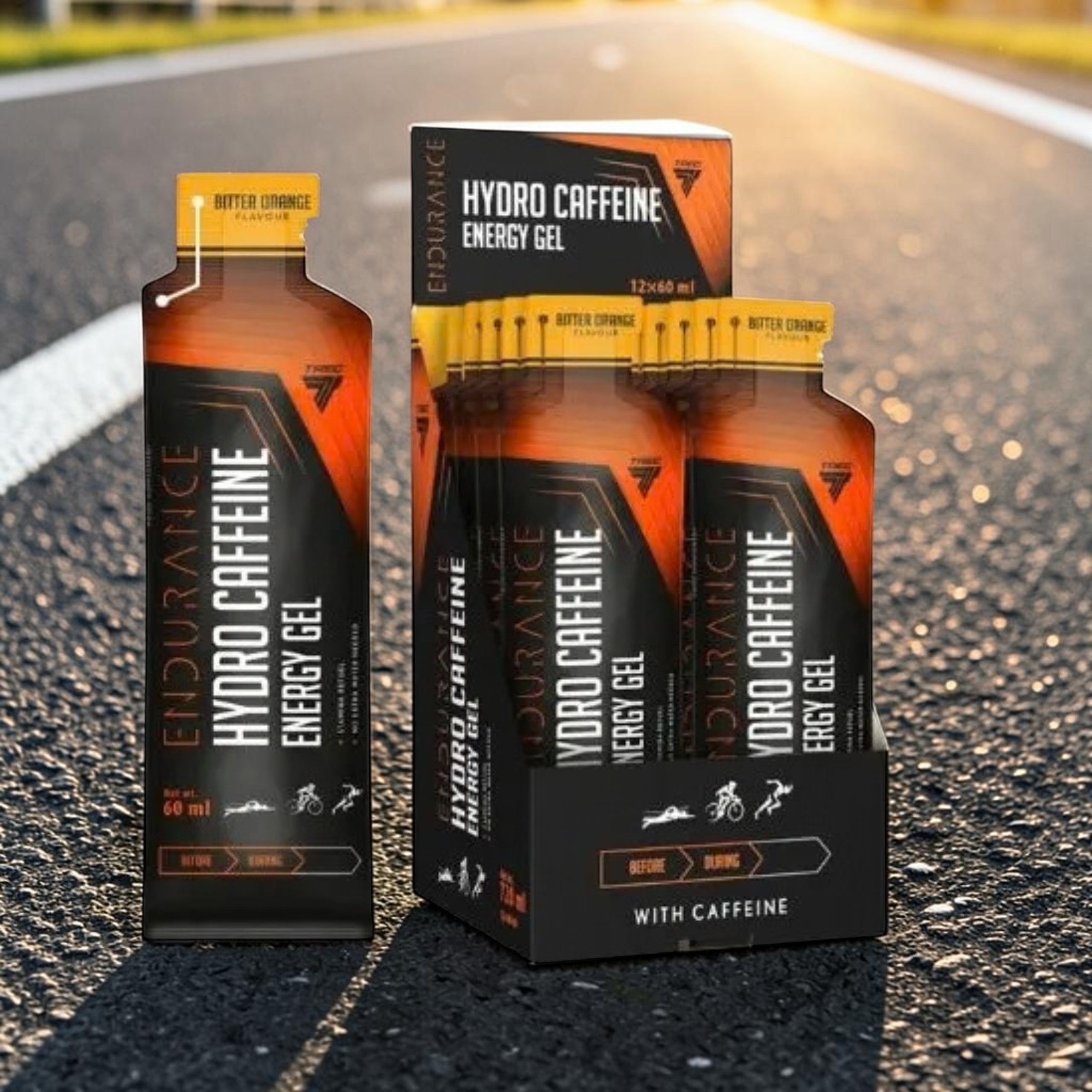TREC - Endurence Hydro Caffeine Energy Gel - 12x 2x 60ml - Orange