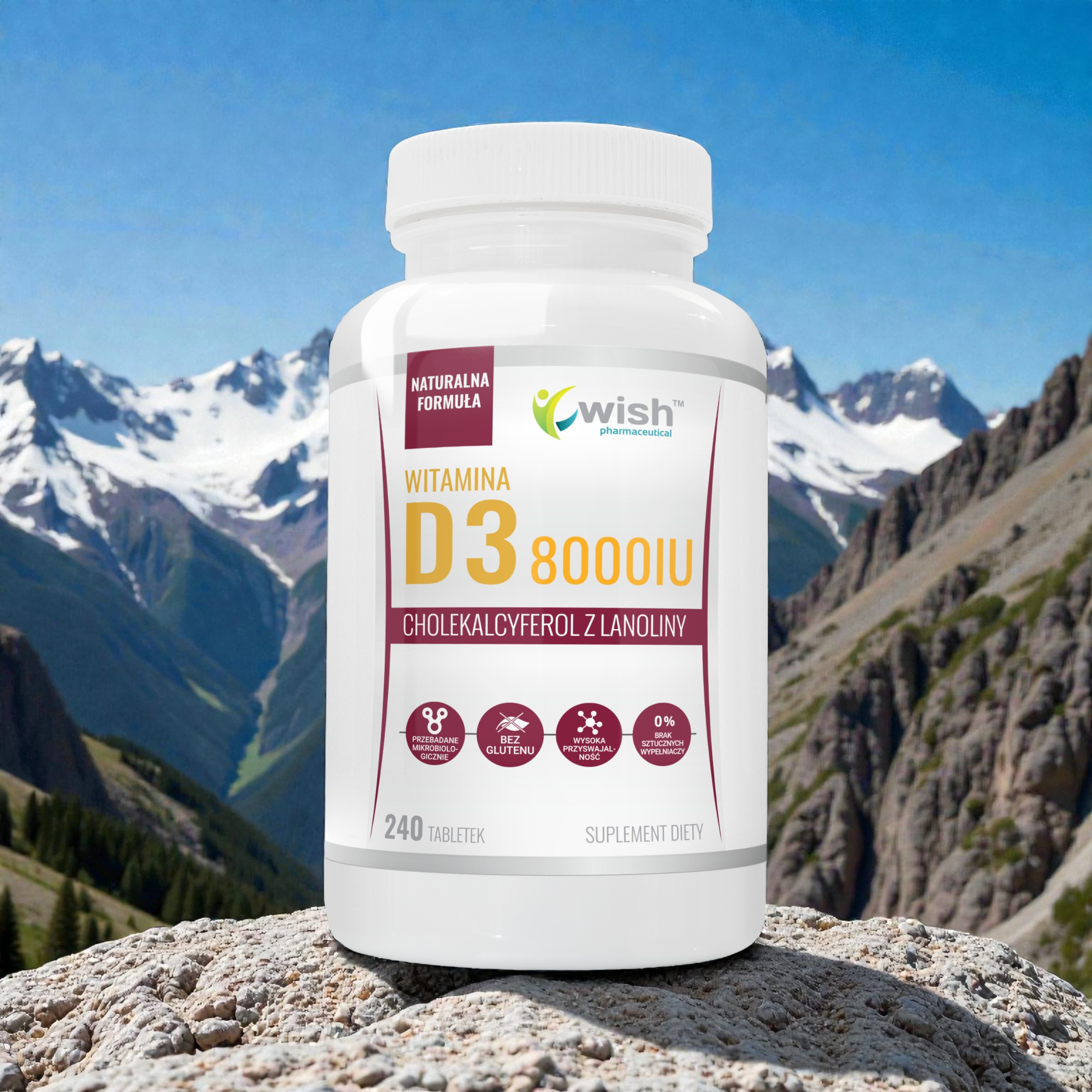 WISH Pharmaceutical - Vitamin D3 8000IU - 240tabs.