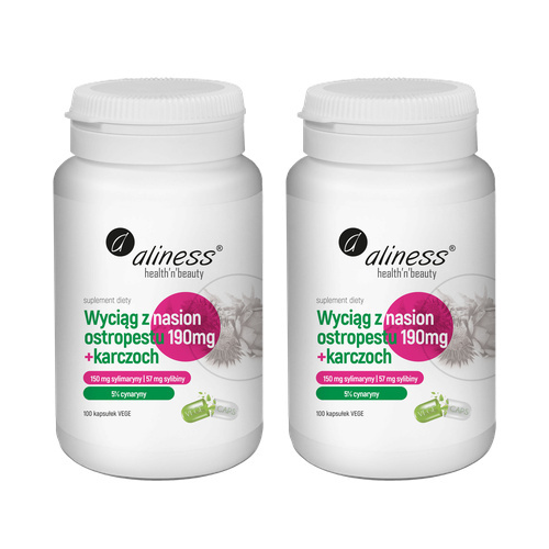 ALINESS - Wyciąg z Nasion Ostropestu 190mg + Karczoch - 2x 100caps.