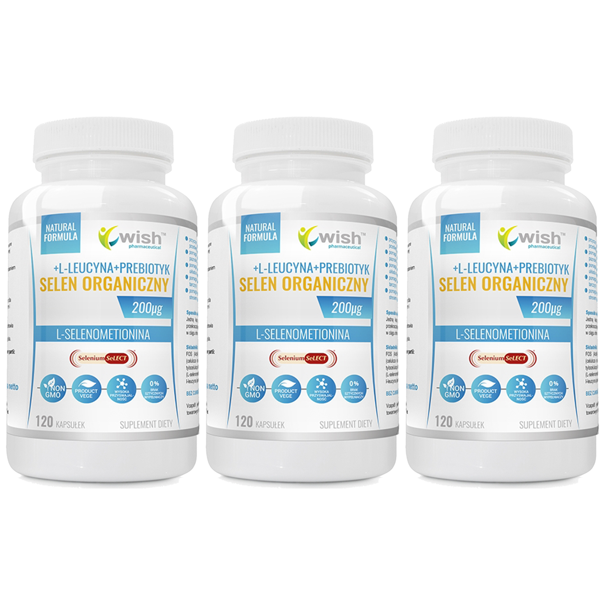 WISH Pharmaceutical Selen Organiczny 200mcg - 3x 120caps