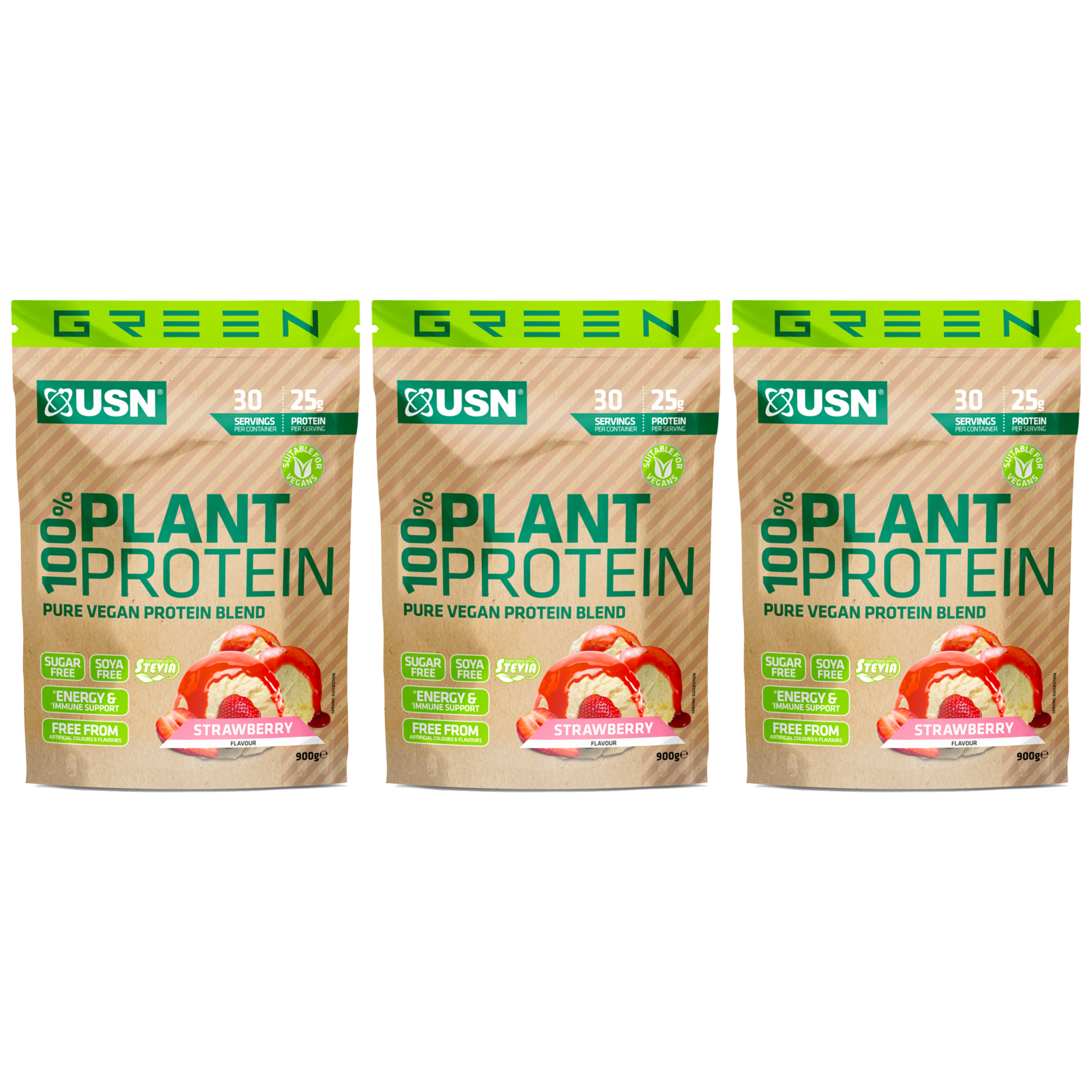 Ultimate Sports Nutrition USN 100% Plant Protein - 3x 900g