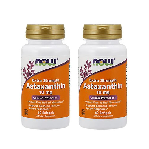 NOW Astaxanthin 10mg - 2x 60softgels (Extra Strength)