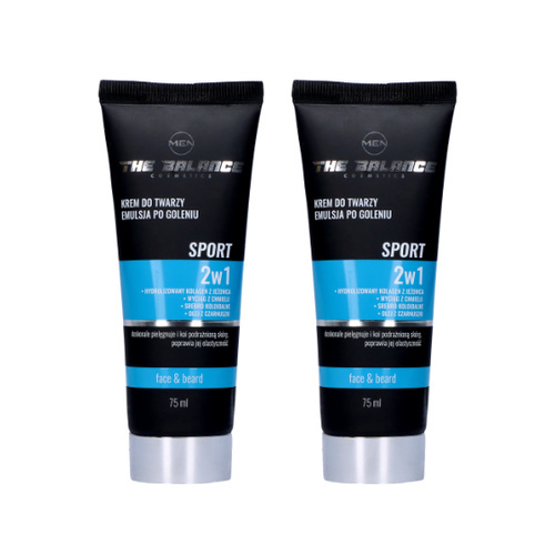 THE BALANCE COSMETICS - Krem do twarzy i emulsja po goleniu 2w1 Sport - 2x 75ml