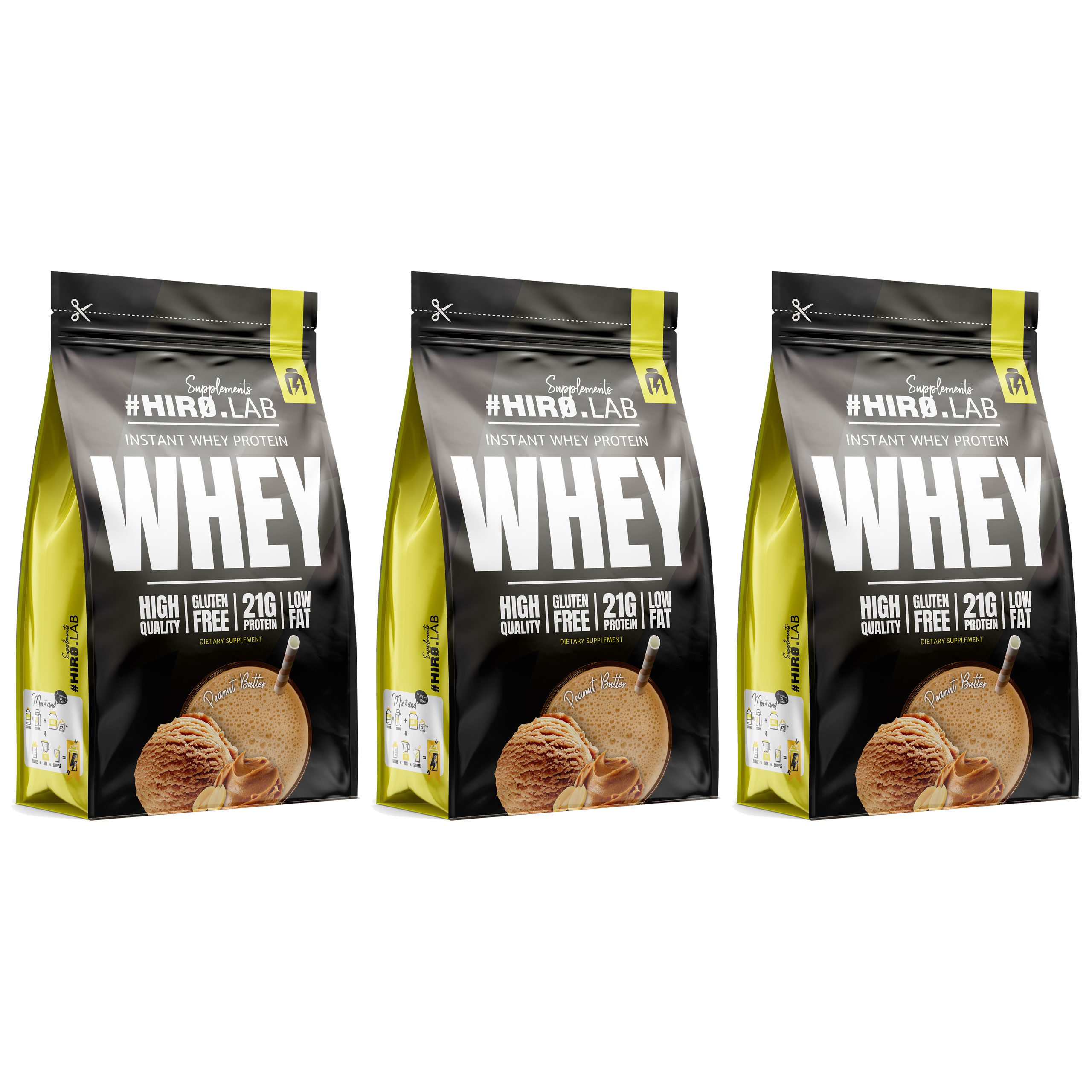 HIRO.LAB Instant Whey Protein - 3x 750g
